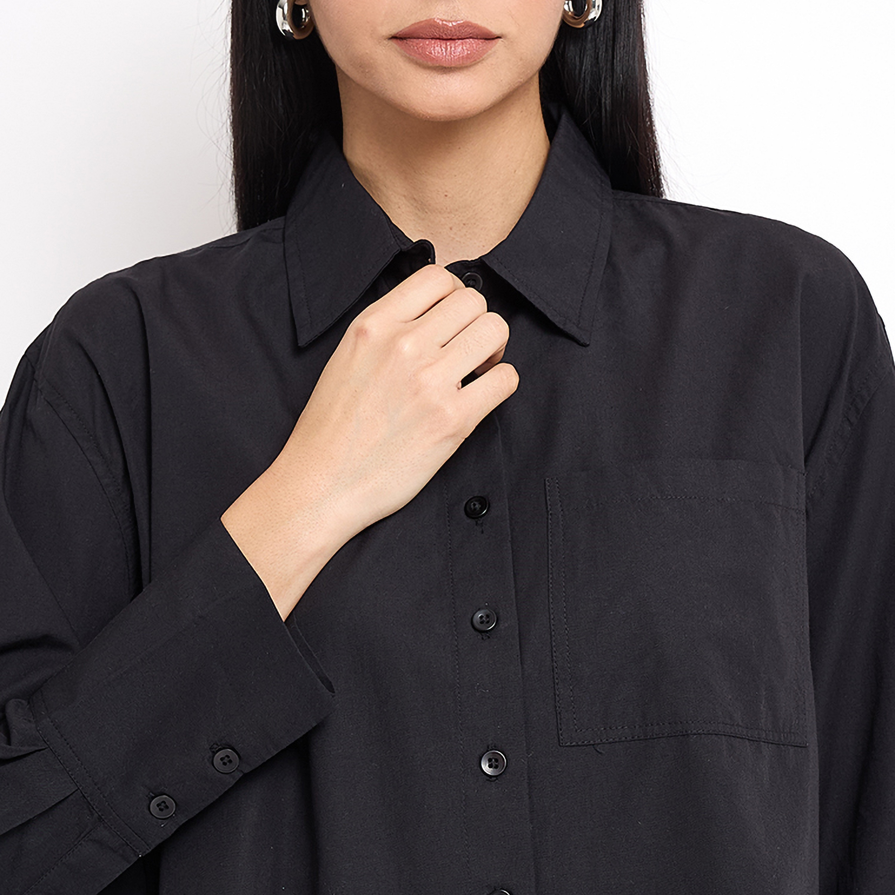 Aeropostale Plain Classic Collar Long Sleeves Long Shirt-women-clothing-shirtsandblouses-blouses-image-2
