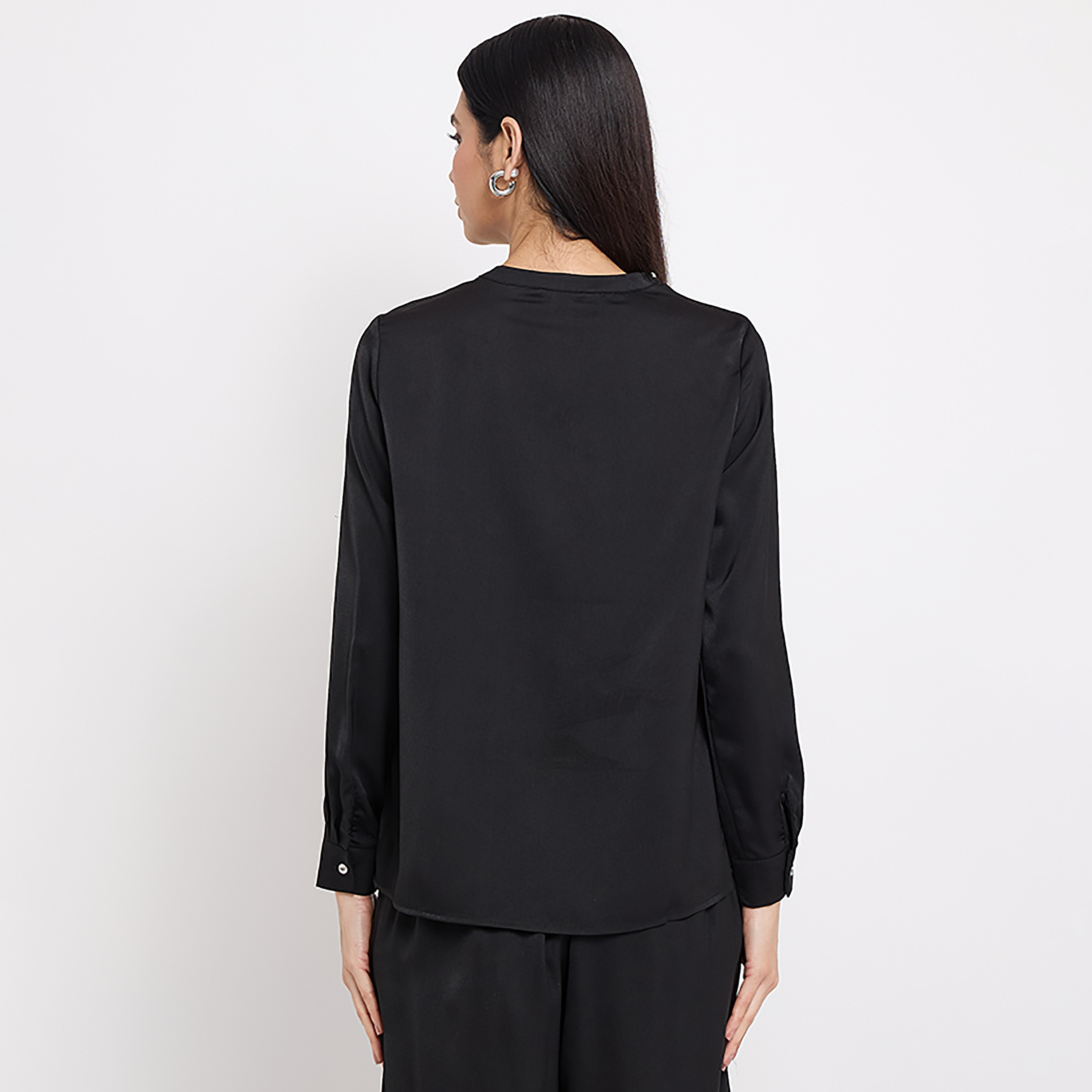 Aeropostale Black Satin Embellished Collar Top-women-clothing-shirtsandblouses-blouses-image-3