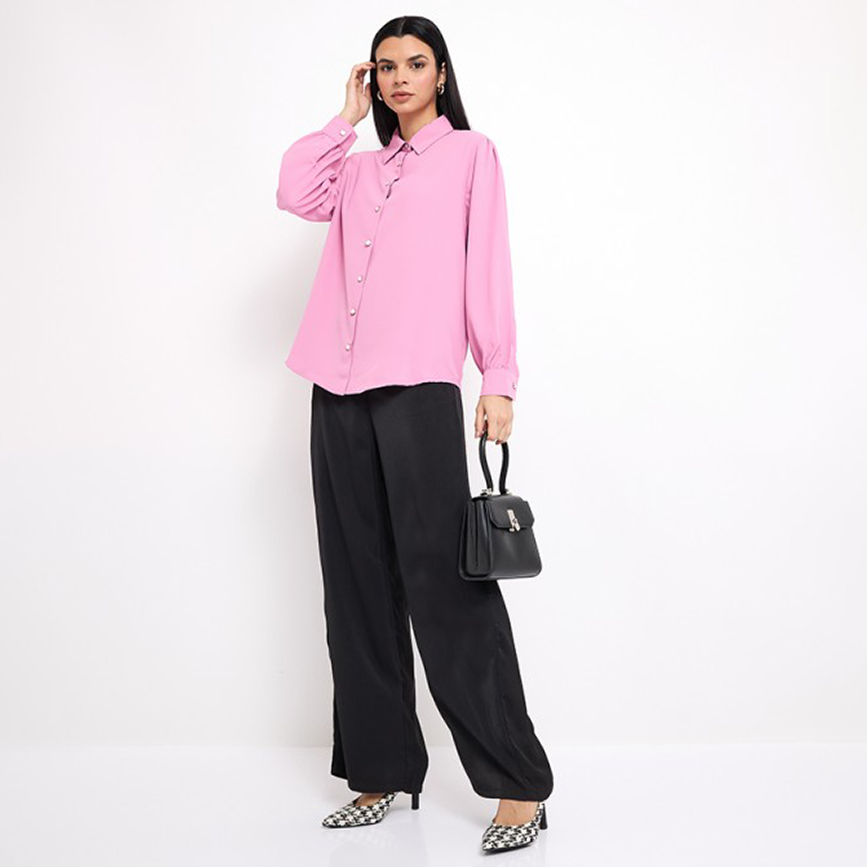 Aeropostale Plain Collared Long Sleeves Women's Shirt-women-clothing-shirtsandblouses-shirts-image-2
