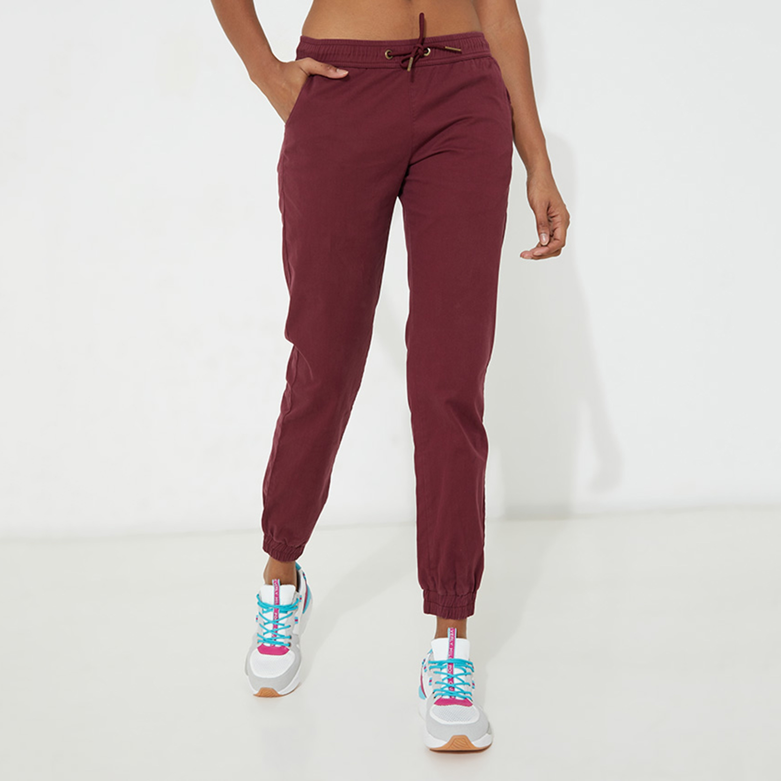 Aeropostale Plain Mid-Rise Drawstring Fastening Women's Joggers-women-clothing-bottoms-joggers-image-1