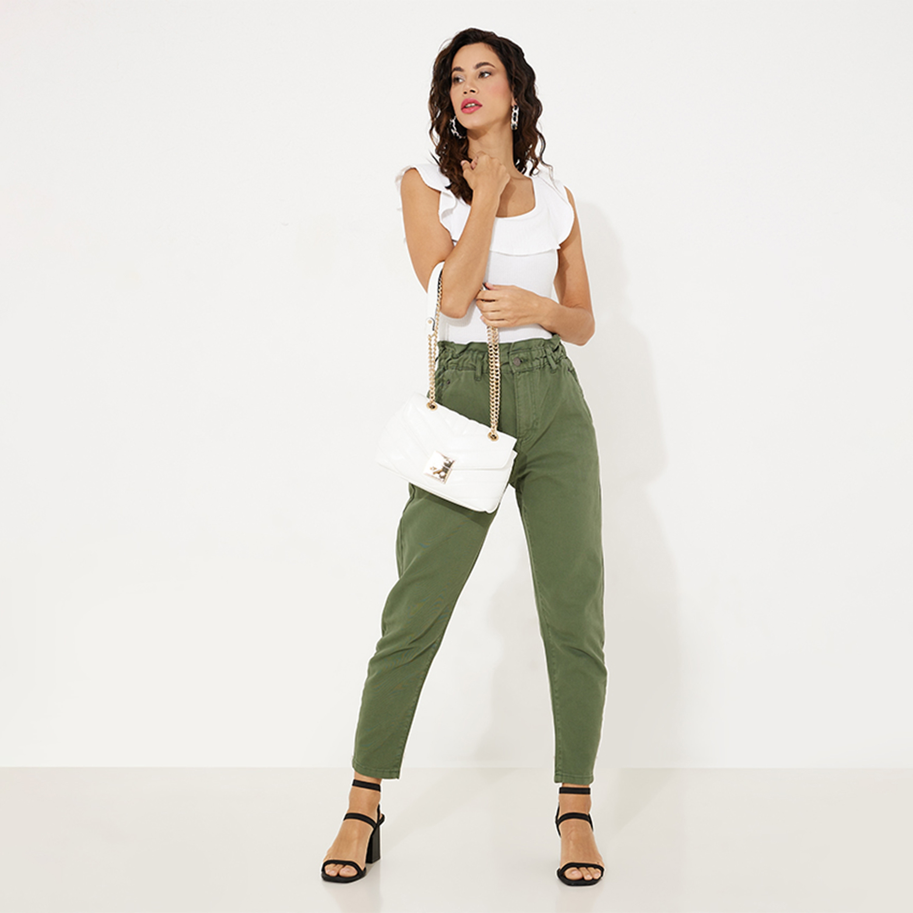 Aeropostale Plain High-Rise Elasticated Women's Trousers-women-clothing-bottoms-trousers-image-2