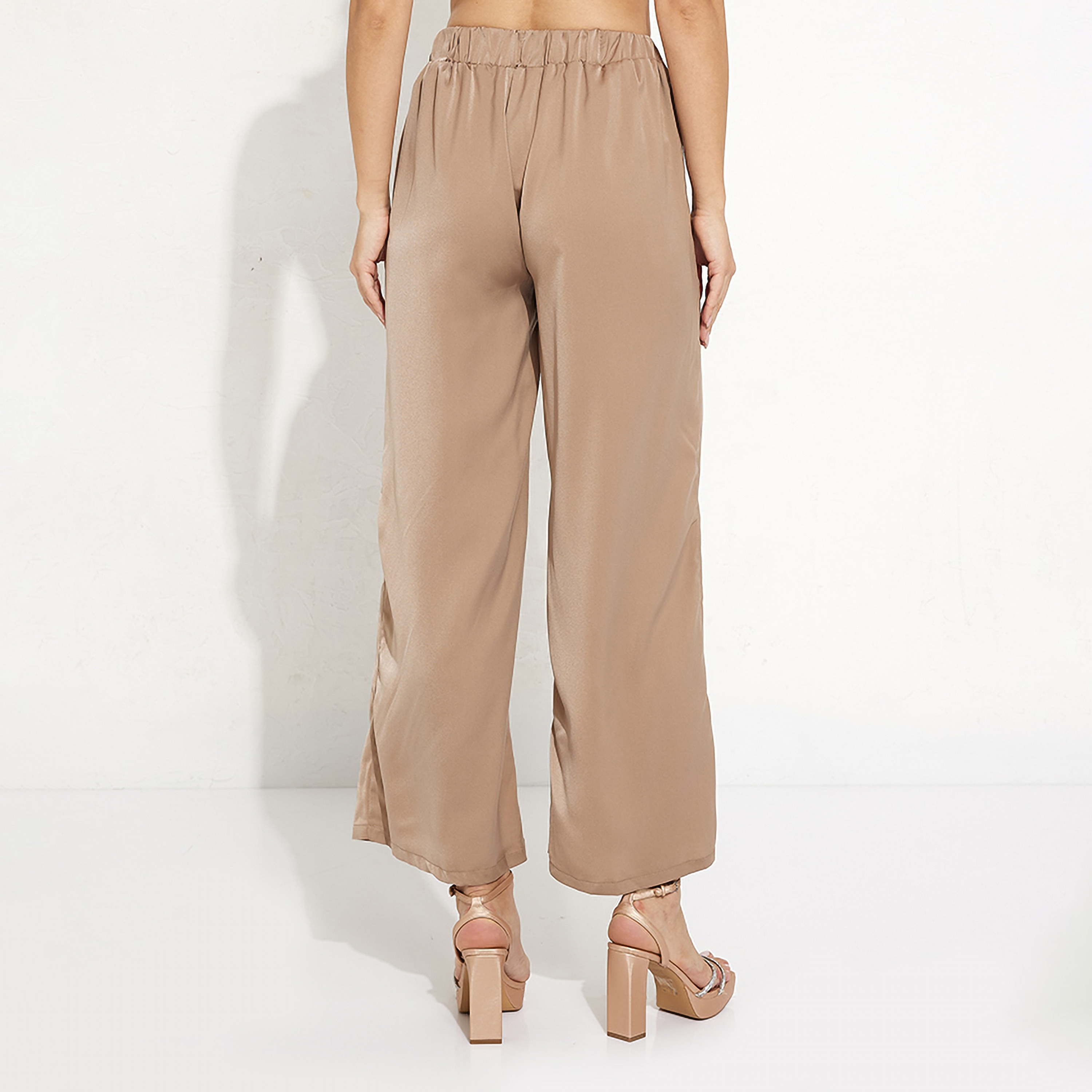 بنطلون نسائي مطاطي بخصر مرتفع ومطوي من أيروبوستال-women-clothing-bottoms-trousers-image-4