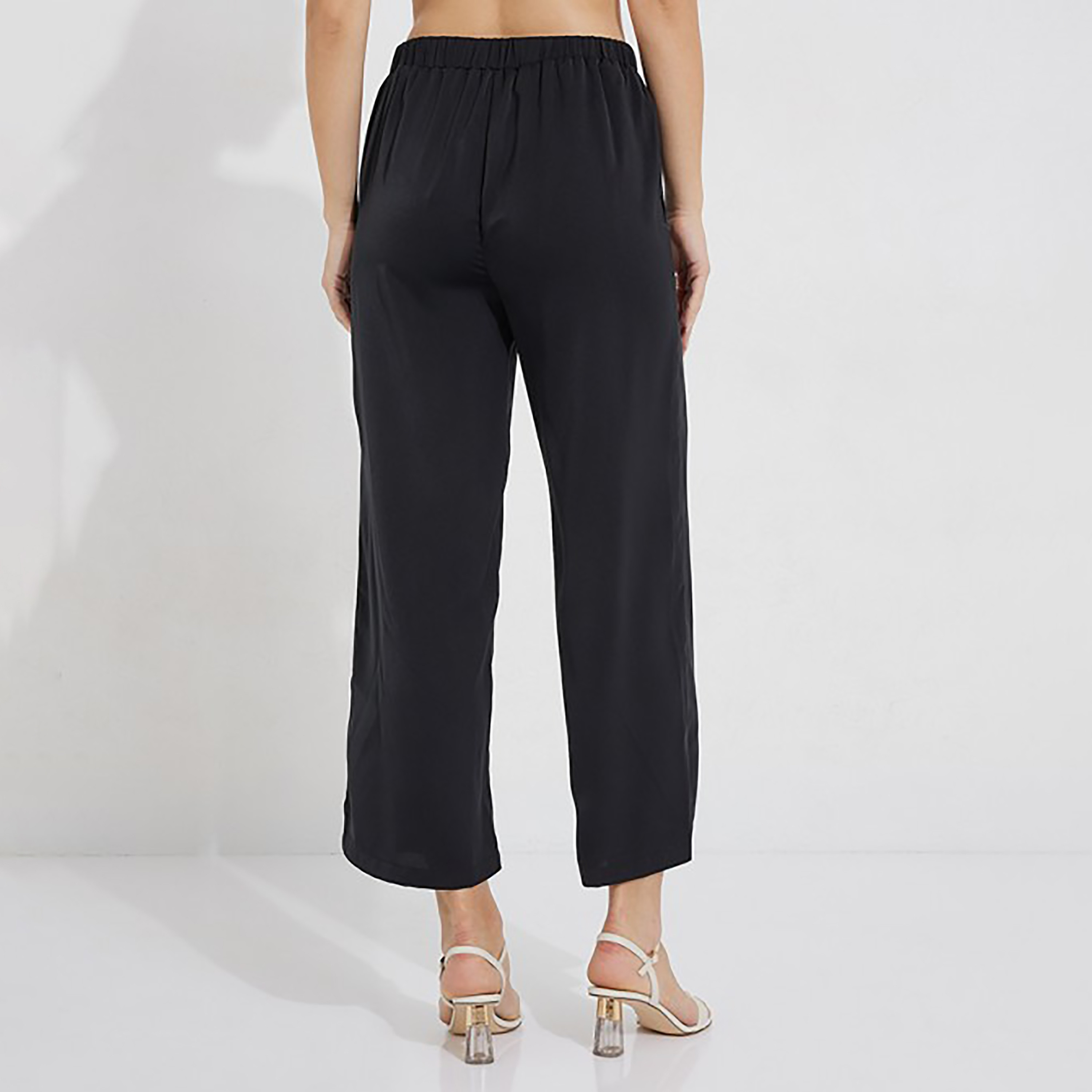 بنطال إيروبوستال سادة بخصر عالٍ وواسع الساق-women-clothing-bottoms-trousers-image-4