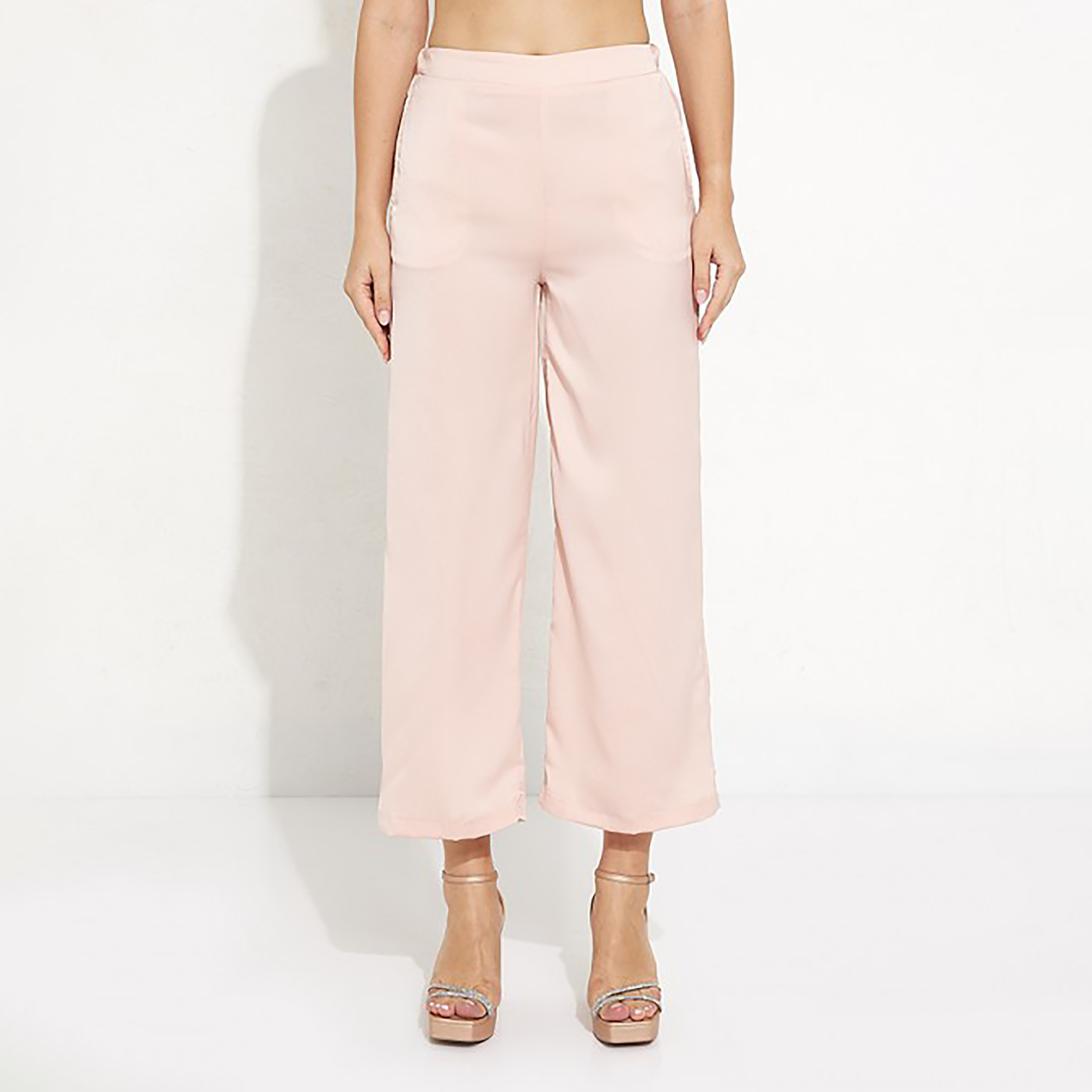 بنطال إيروبوستال سادة بخصر عالٍ وواسع الساق-women-clothing-bottoms-trousers-image-5