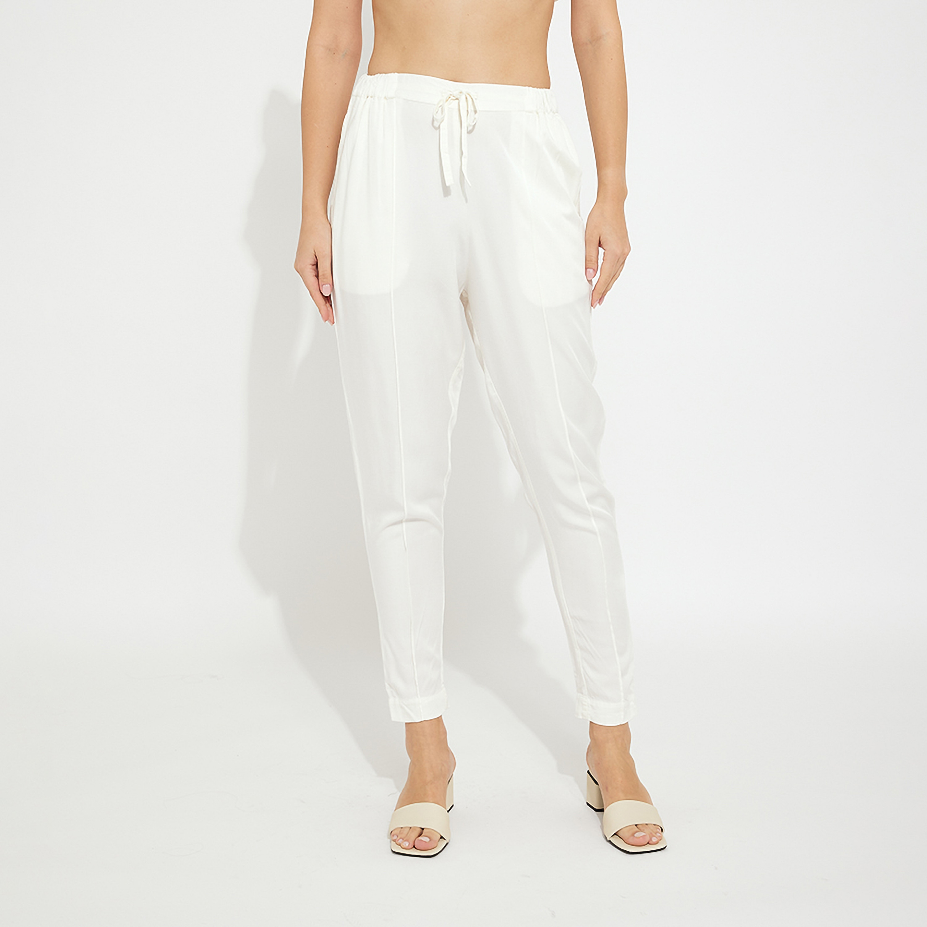 Aeropostale Plain High-Rise Drawstring Women's Trousers-women-clothing-bottoms-trousers-image-1