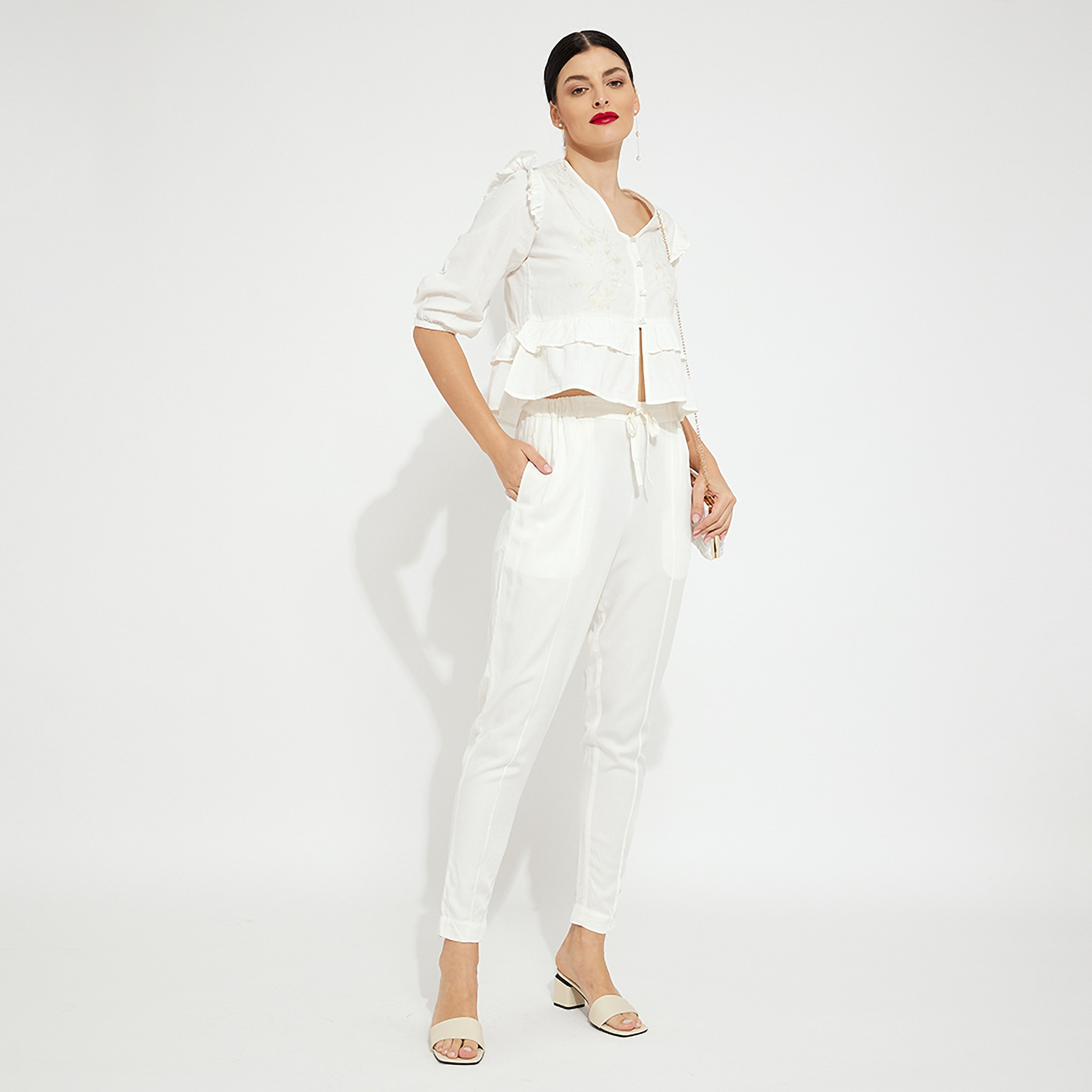 Aeropostale Plain High-Rise Drawstring Women's Trousers-women-clothing-bottoms-trousers-image-6