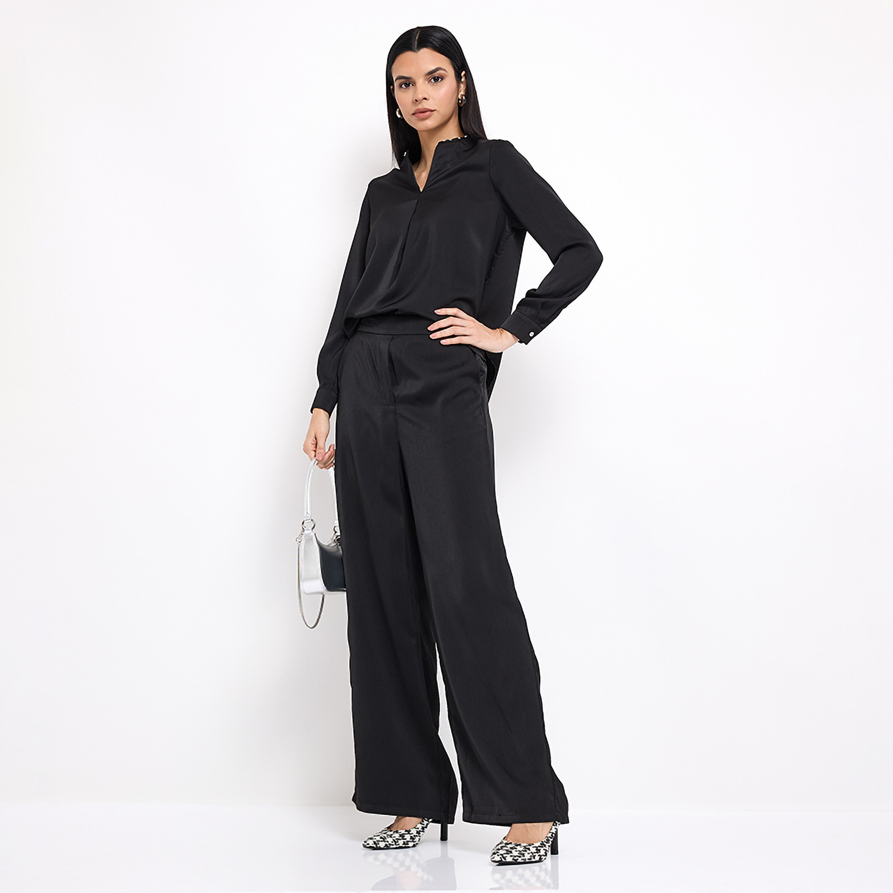 Aeropostale Plain High-Rise Elasticated Women's Trousers-women-clothing-bottoms-trousers-image-2