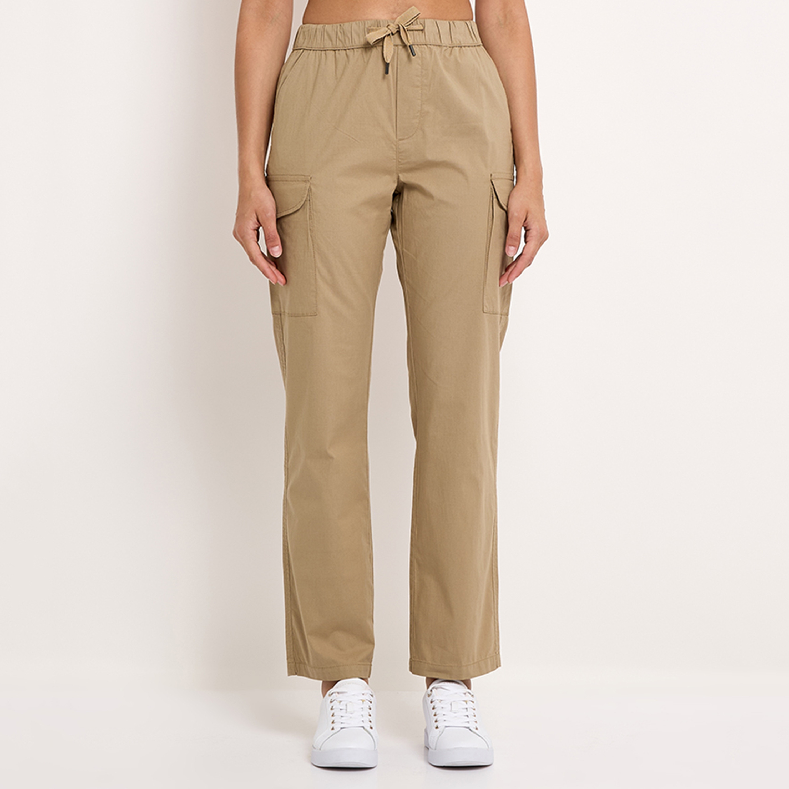 Aeropostale Plain High-Rise Elasticated Waistband Women's Cargo Pants-women-clothing-bottoms-trousers-image-5