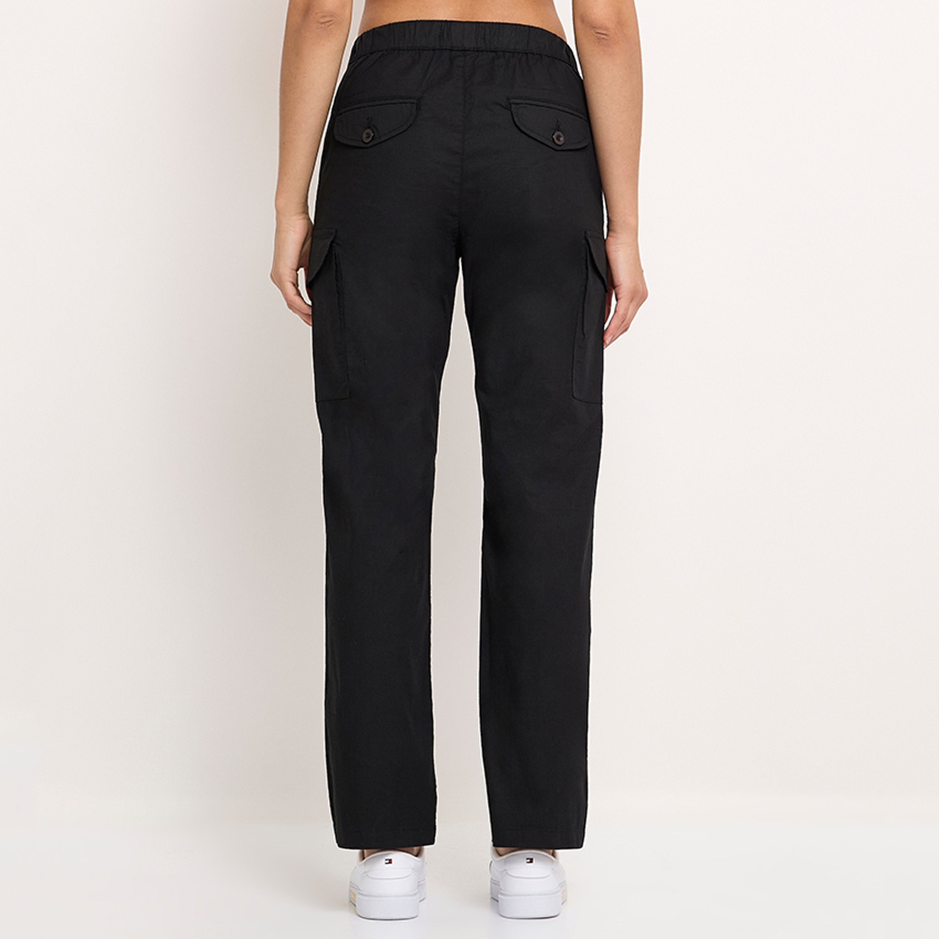 Aeropostale Plain High-Rise Elasticated Waistband Women's Cargo Pants-women-clothing-bottoms-trousers-image-4