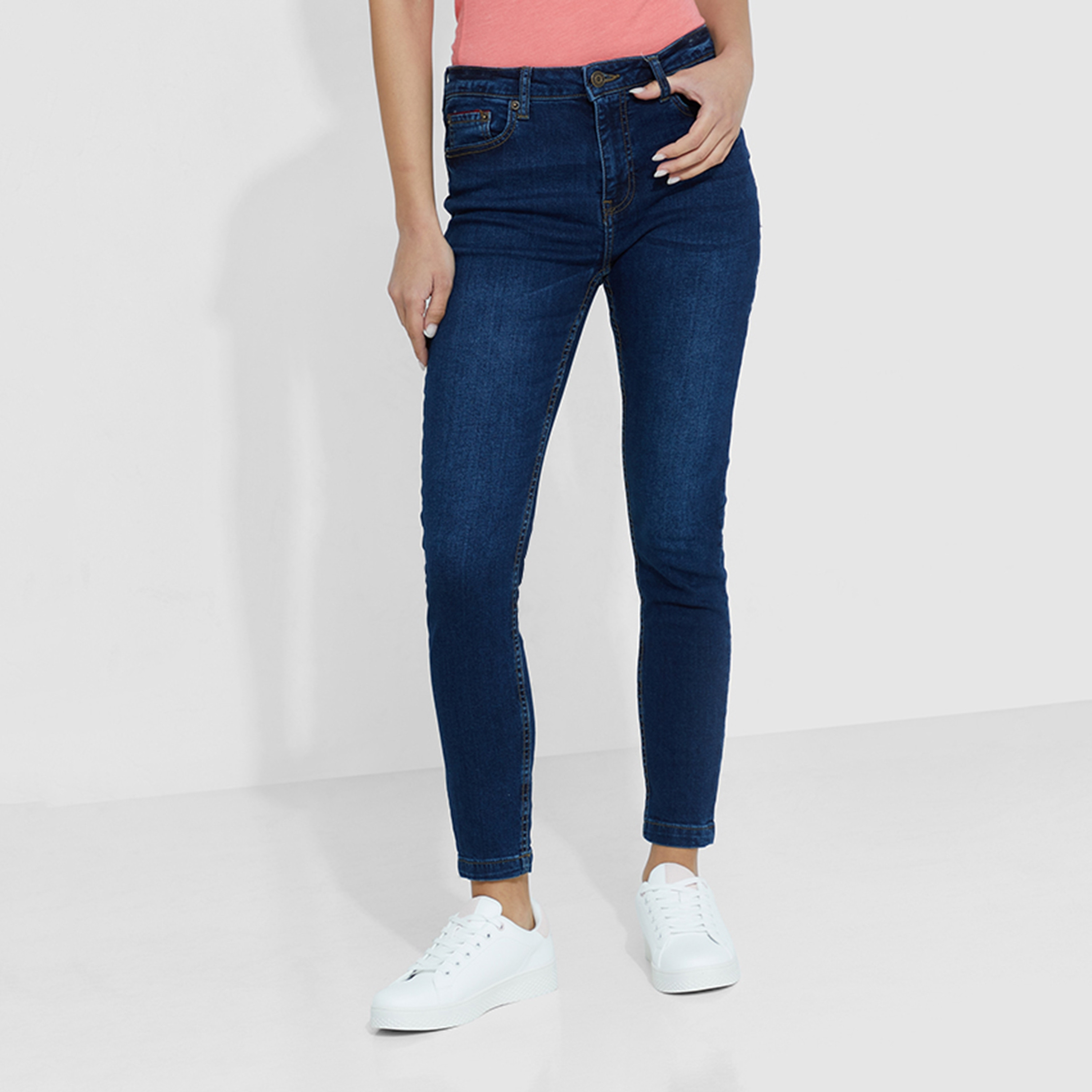 Aeropostale Dark Washed Mid-Rise Button and Zip Fly Women's Jeans-women-clothing-bottoms-jeans-image-1