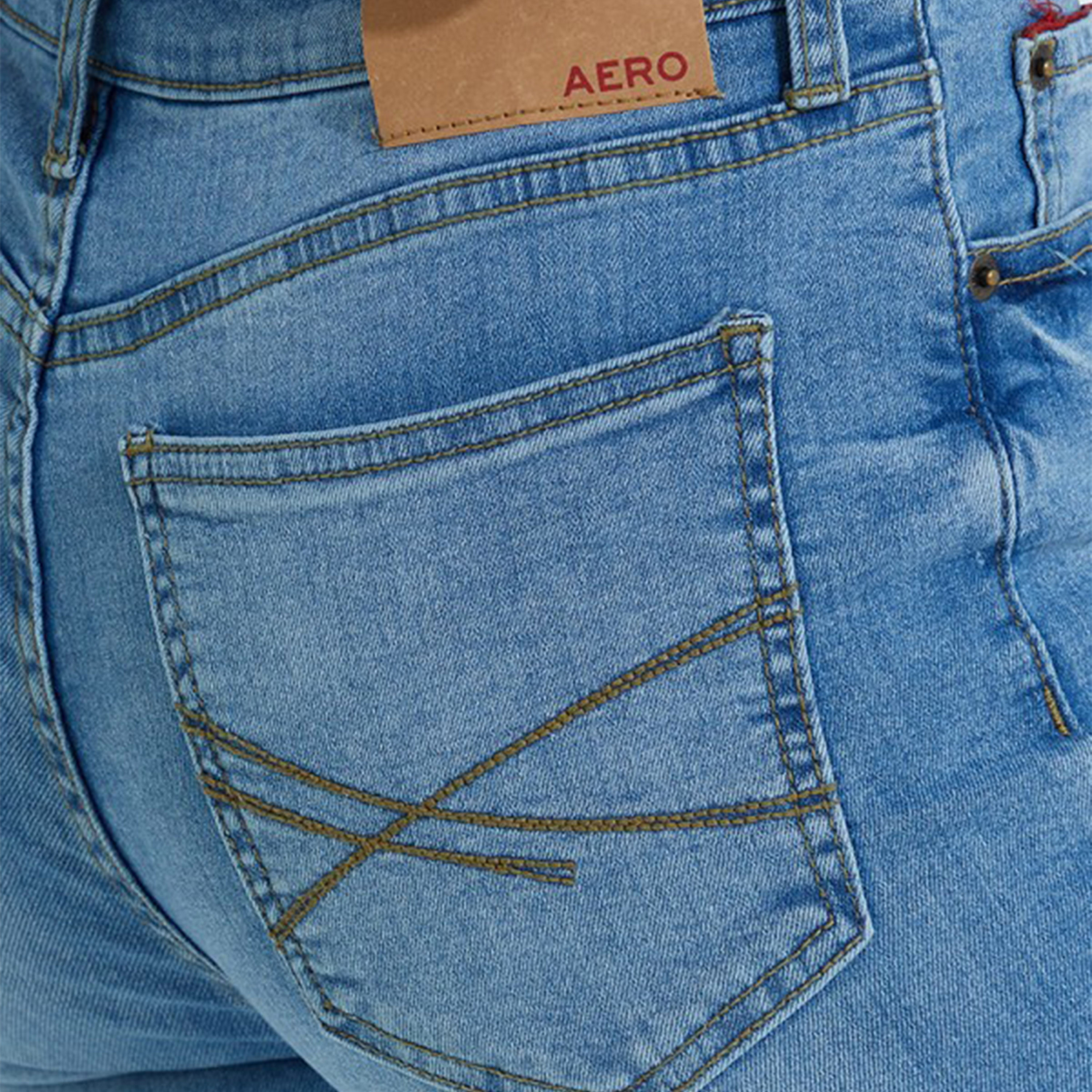 أيروبوستال- بنطلون جينز نسائي ضيق بخصر متوسط لون فاتح-women-clothing-bottoms-jeans-image-3