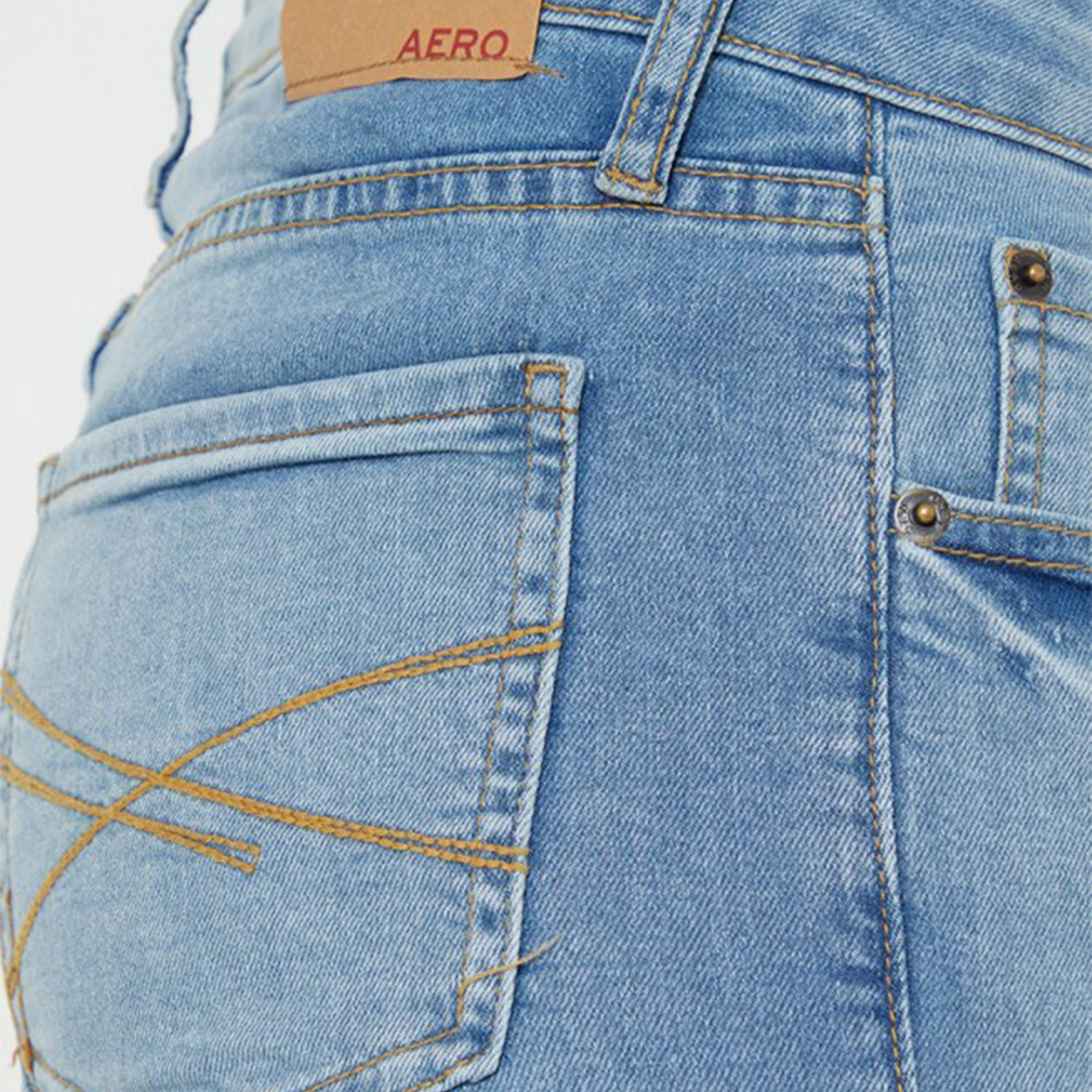 أيروبوستال- بنطلون جينز نسائي ضيق بخصر متوسط لون فاتح-women-clothing-bottoms-jeans-image-3