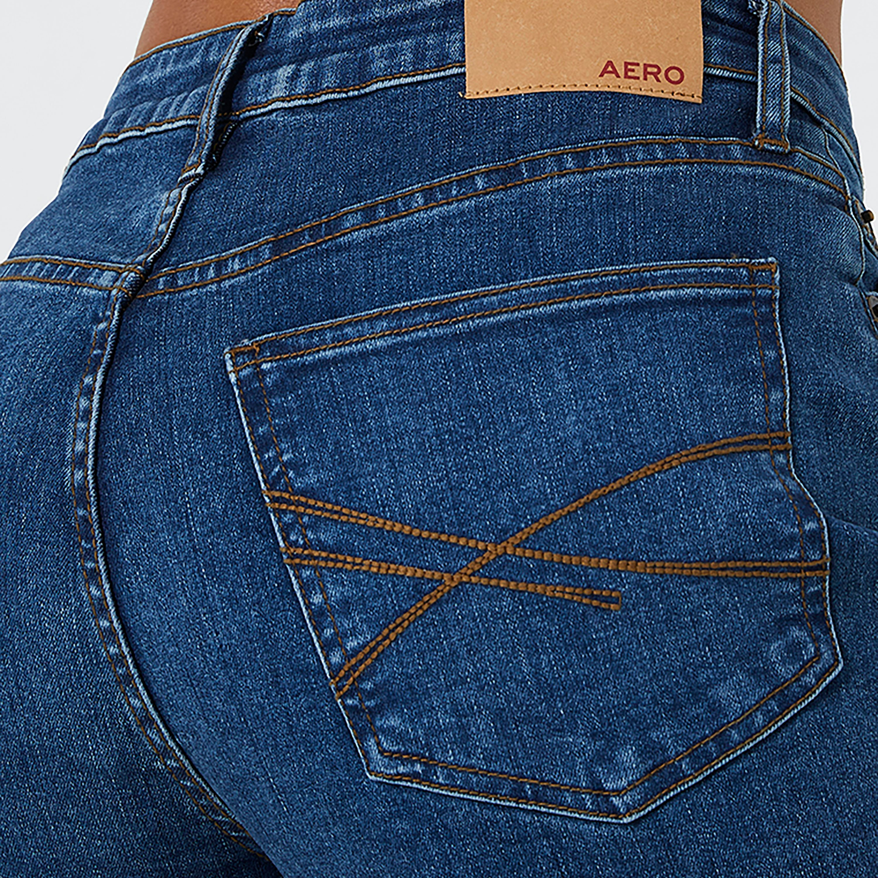 بنطلون جينز نسائي سادة بخصر متوسط وسحاب وأزرار من أيروبوستال-women-clothing-bottoms-jeans-image-3