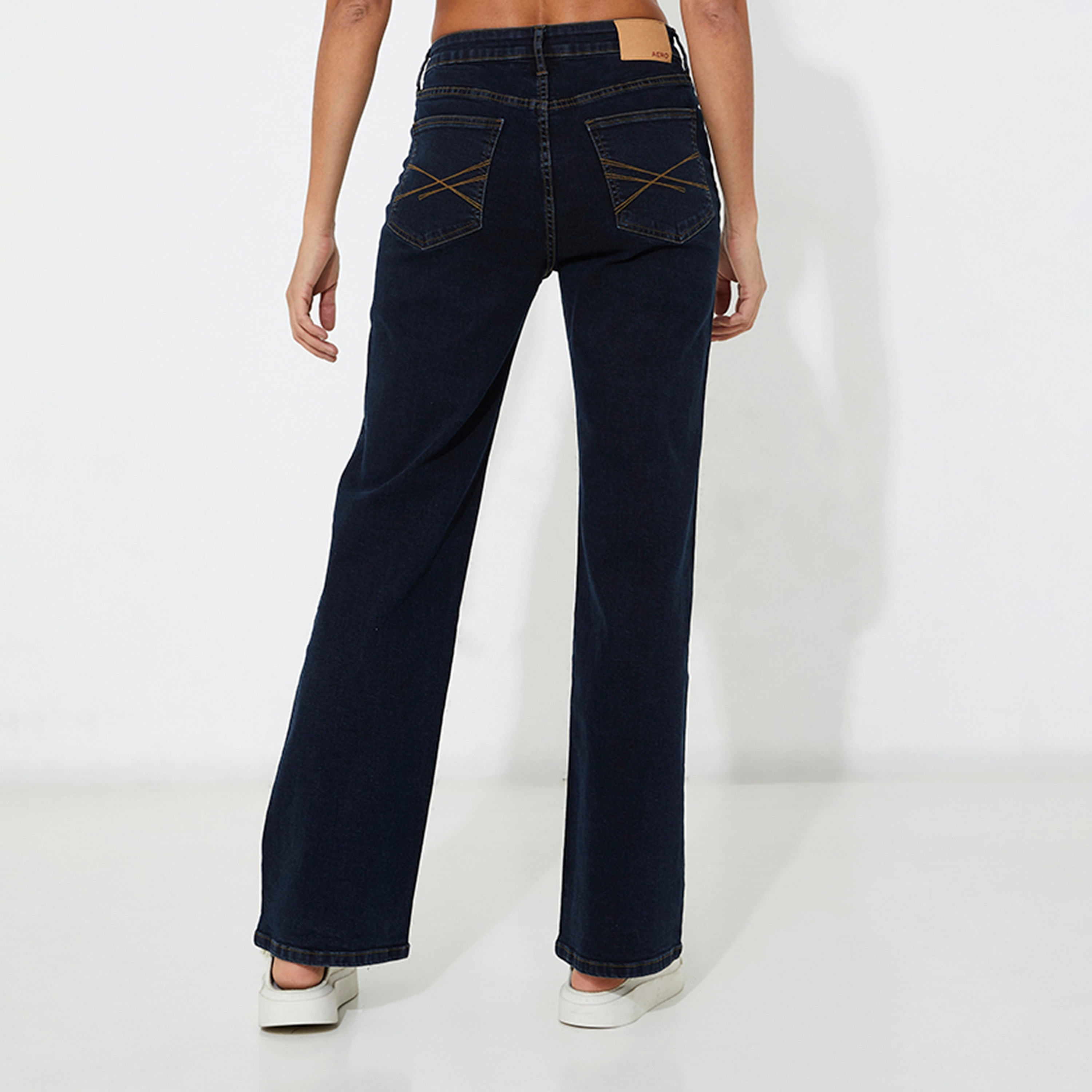 بنطلون جينز نسائي سادة بخصر متوسط وسحاب وأزرار من أيروبوستال-women-clothing-bottoms-jeans-image-8
