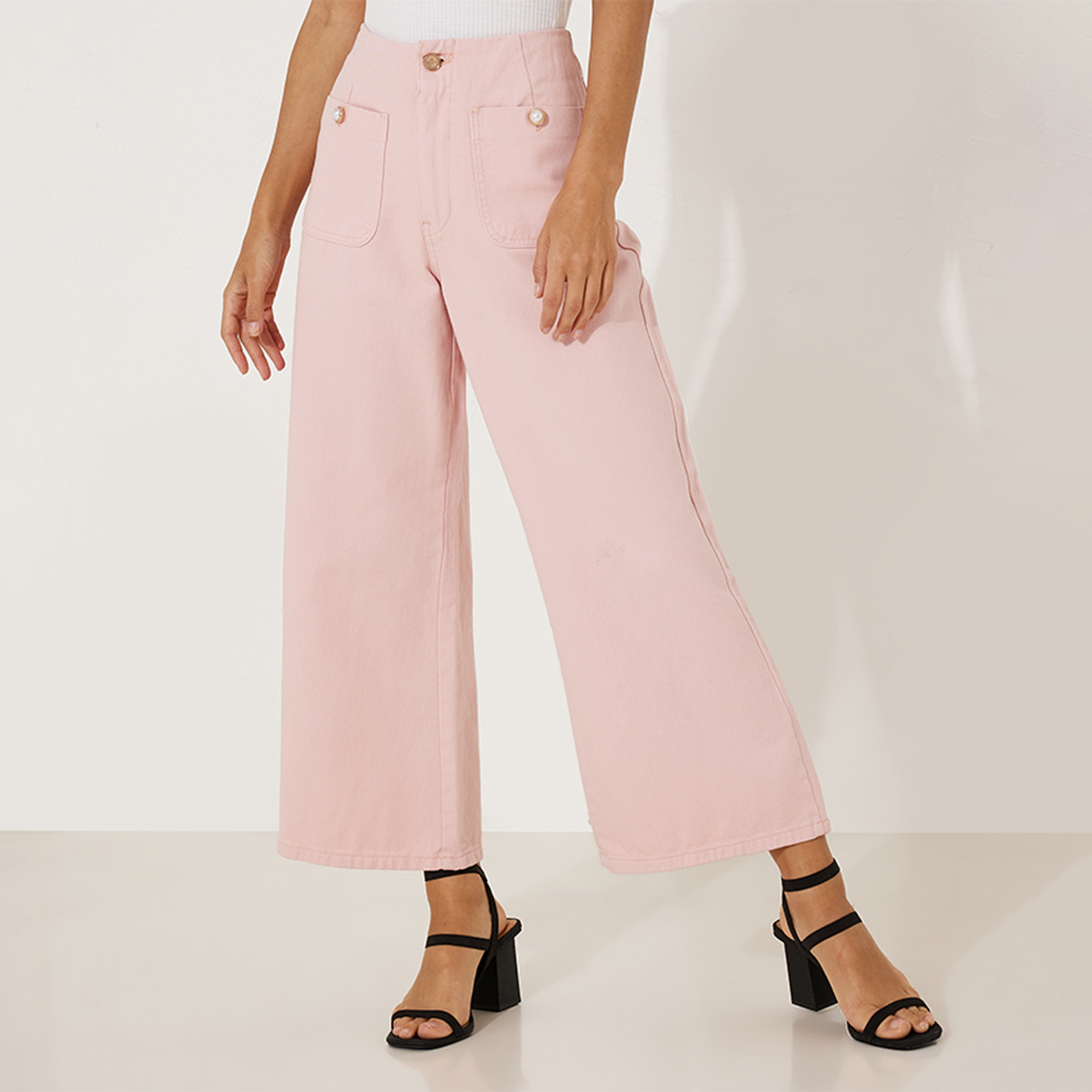 بنطلون جينز نسائي سادة بخصر مرتفع وسحاب وأزرار من أيروبوستال-women-clothing-bottoms-jeans-image-5