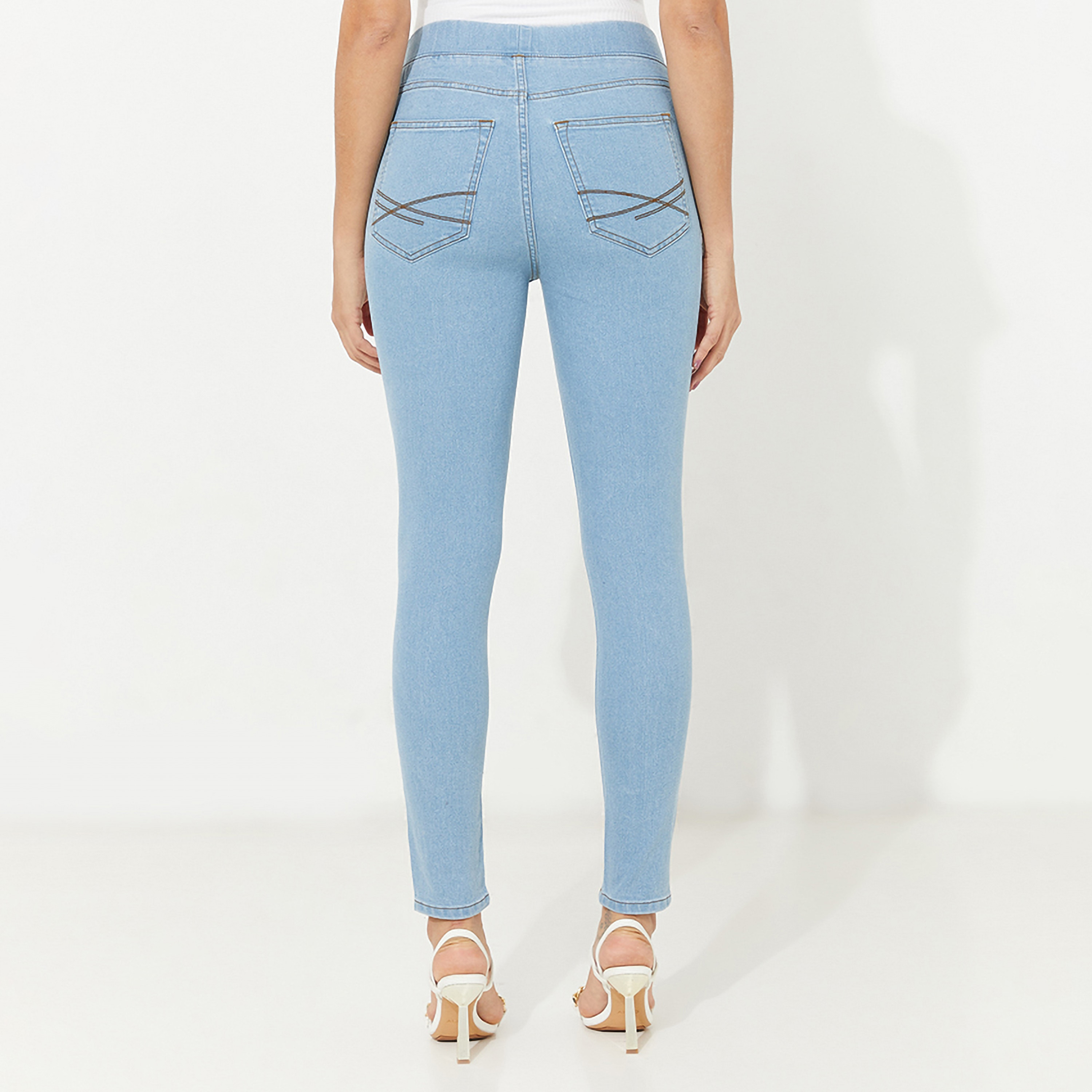 بنطلون جيجينج نسائي سادة مطاطي بخصر مرتفع من أيروبوستال-women-clothing-bottoms-jeans-image-12
