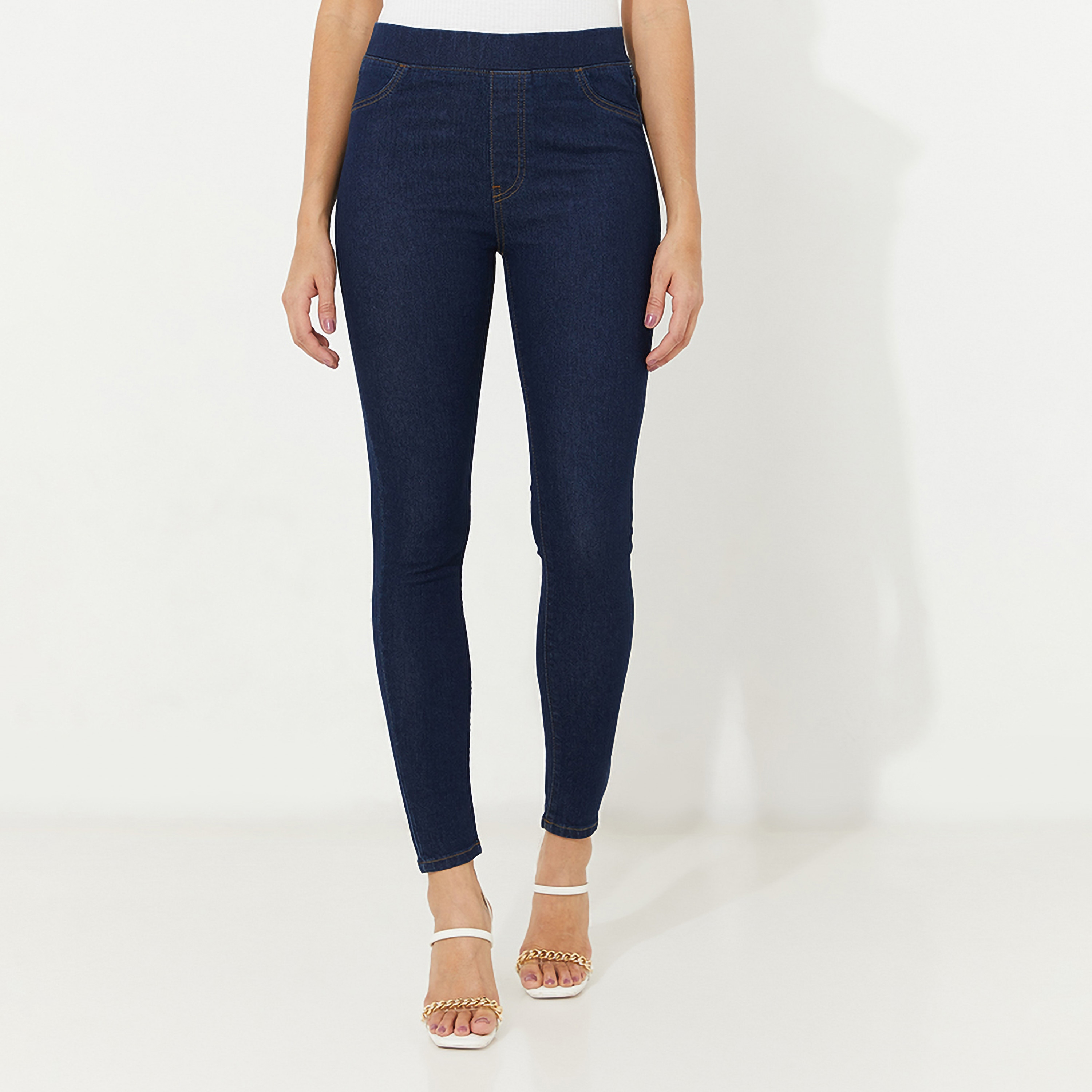 بنطلون جيجينج نسائي سادة مطاطي بخصر مرتفع من أيروبوستال-women-clothing-bottoms-jeans-image-13