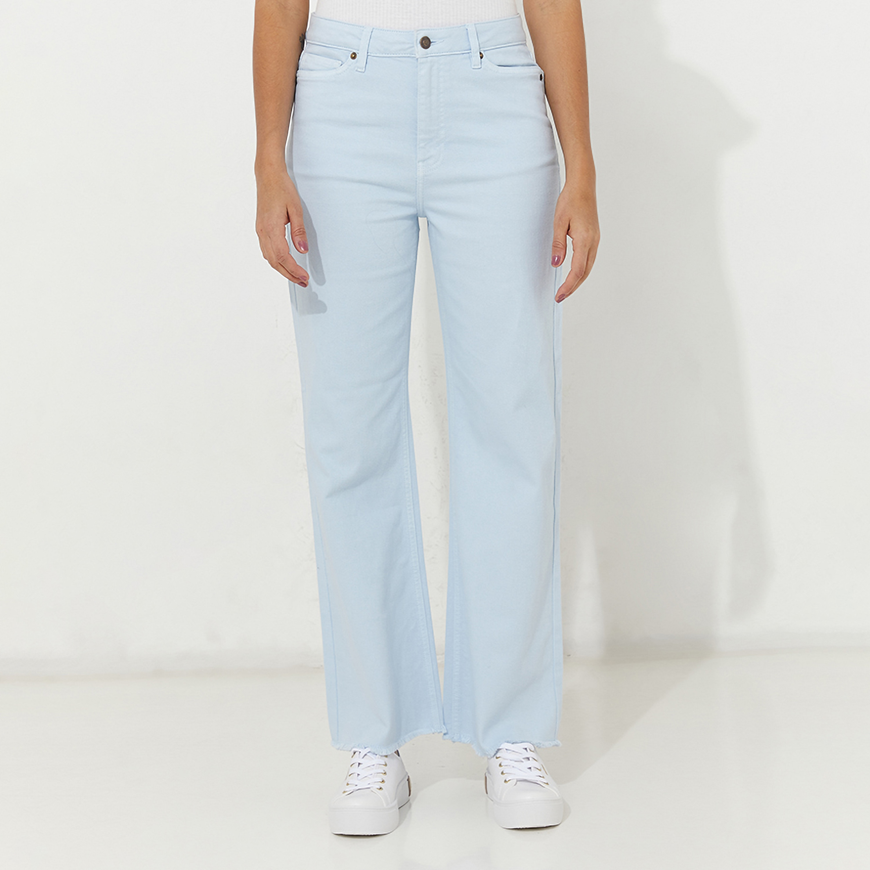 بنطلون جينز نسائي سادة بخصر مرتفع وسحاب وأزرار من أيروبوستال-women-clothing-bottoms-jeans-image-4