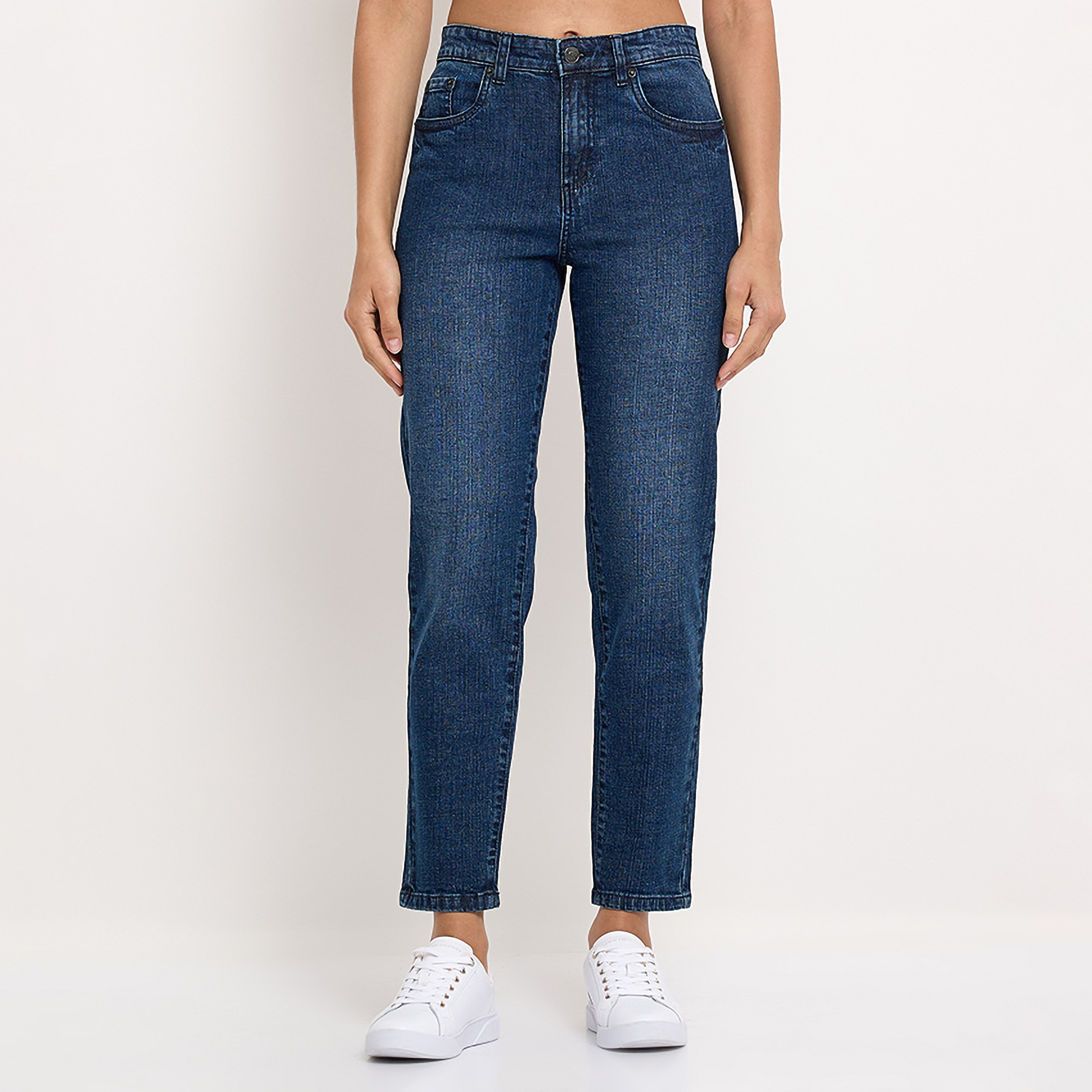 بنطلون جينز نسائي سادة بخصر متوسط وسحاب وأزرار من أيروبوستال-women-clothing-bottoms-jeans-image-5