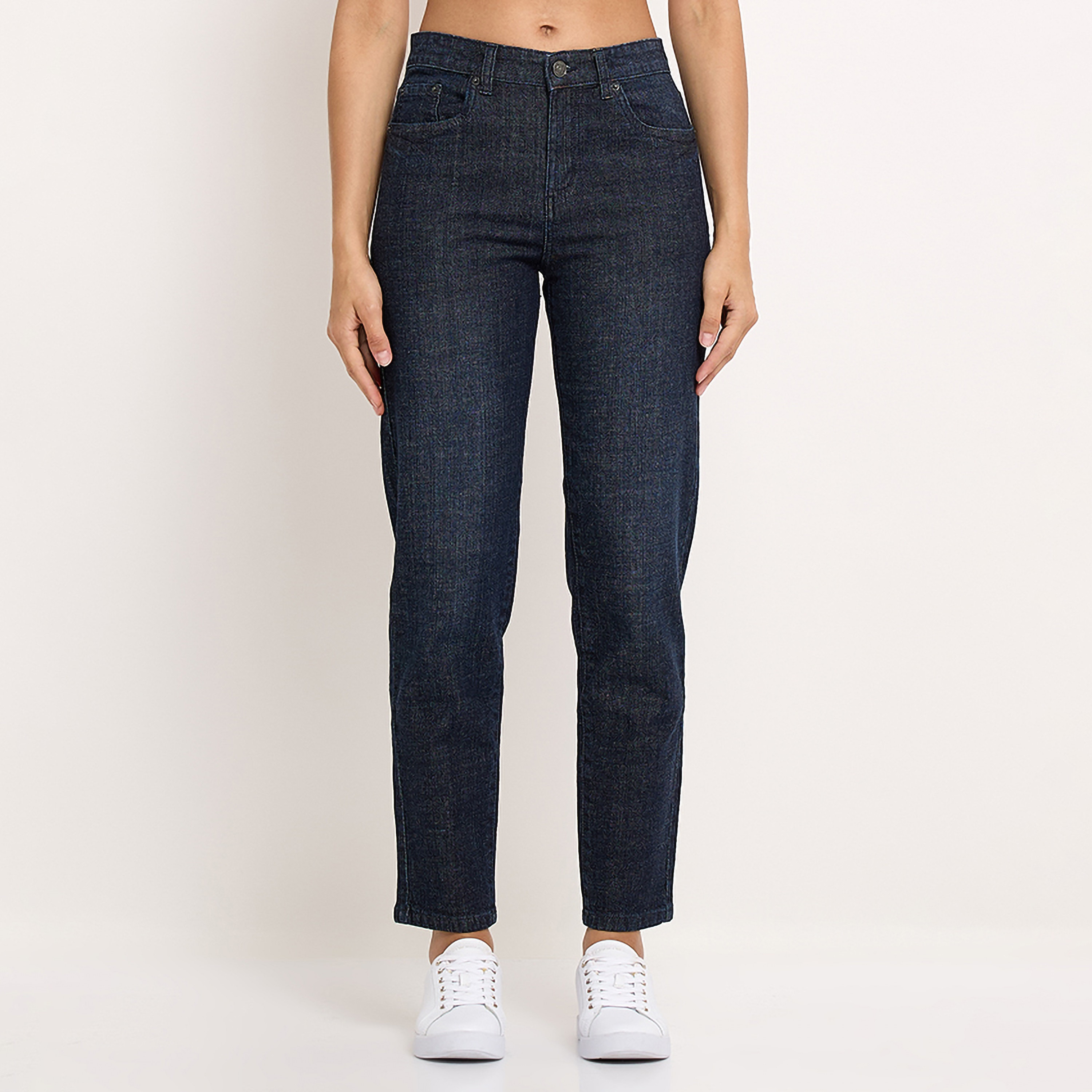 بنطلون جينز نسائي سادة بخصر متوسط وسحاب وأزرار من أيروبوستال-women-clothing-bottoms-jeans-image-9