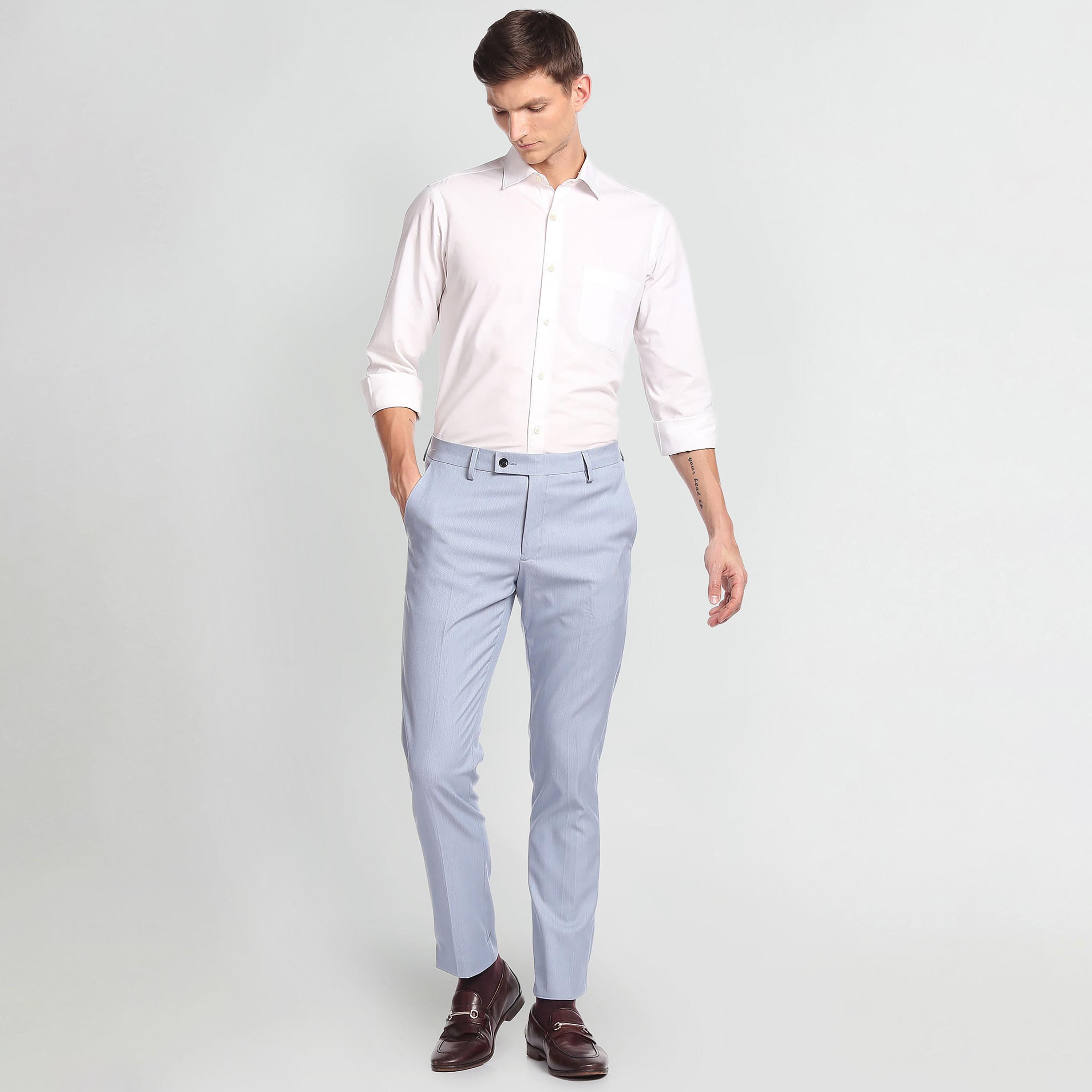 Arrow Light Blue Tailored Fit Formal Trousers-men-clothing-bottoms-trousersandchinos-trousers-image-5