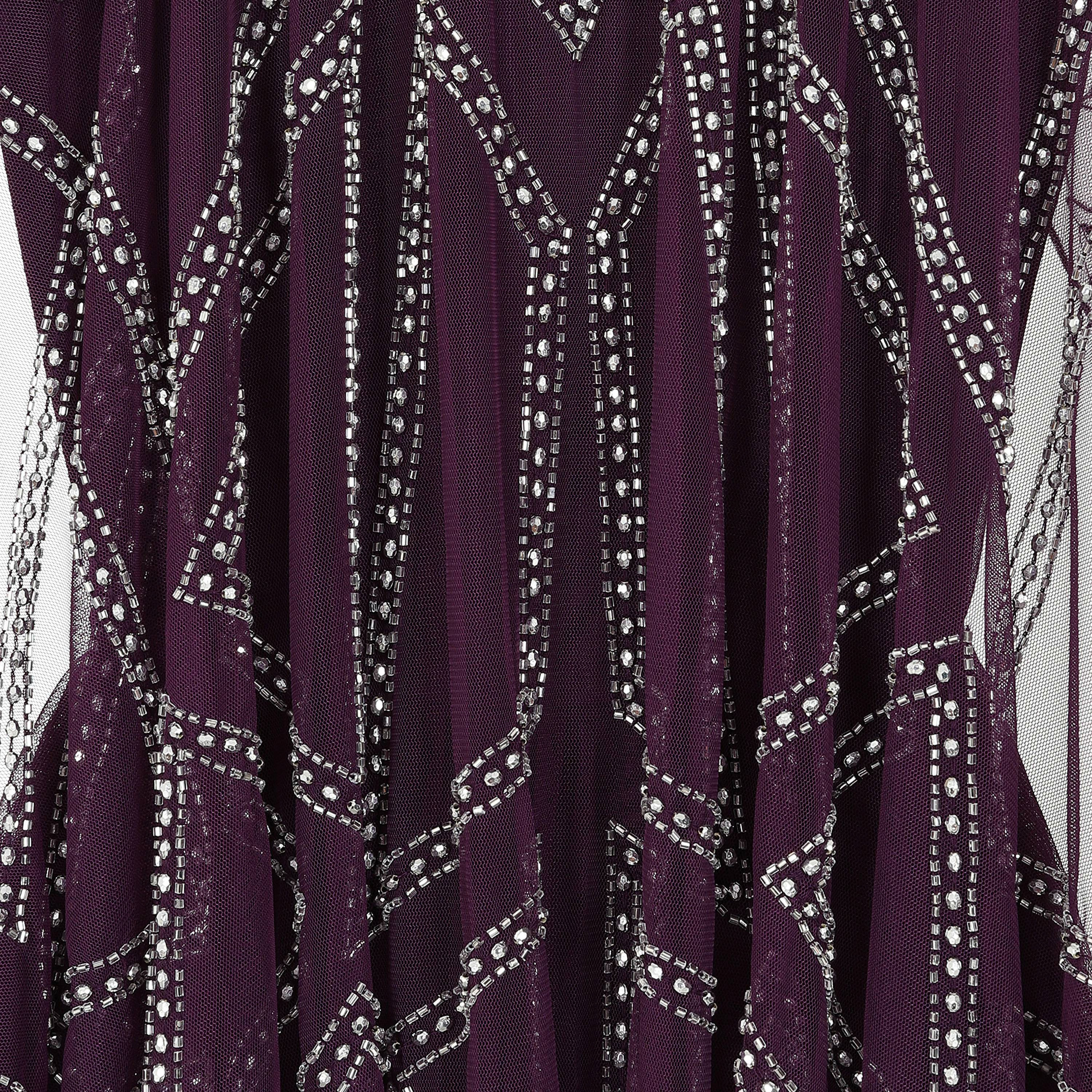 Amelia Rose Purple Beaded & Crystal Cape Sleeves Fit & Flare Party Midi Women's Dress-women-clothing-dresses-image-4