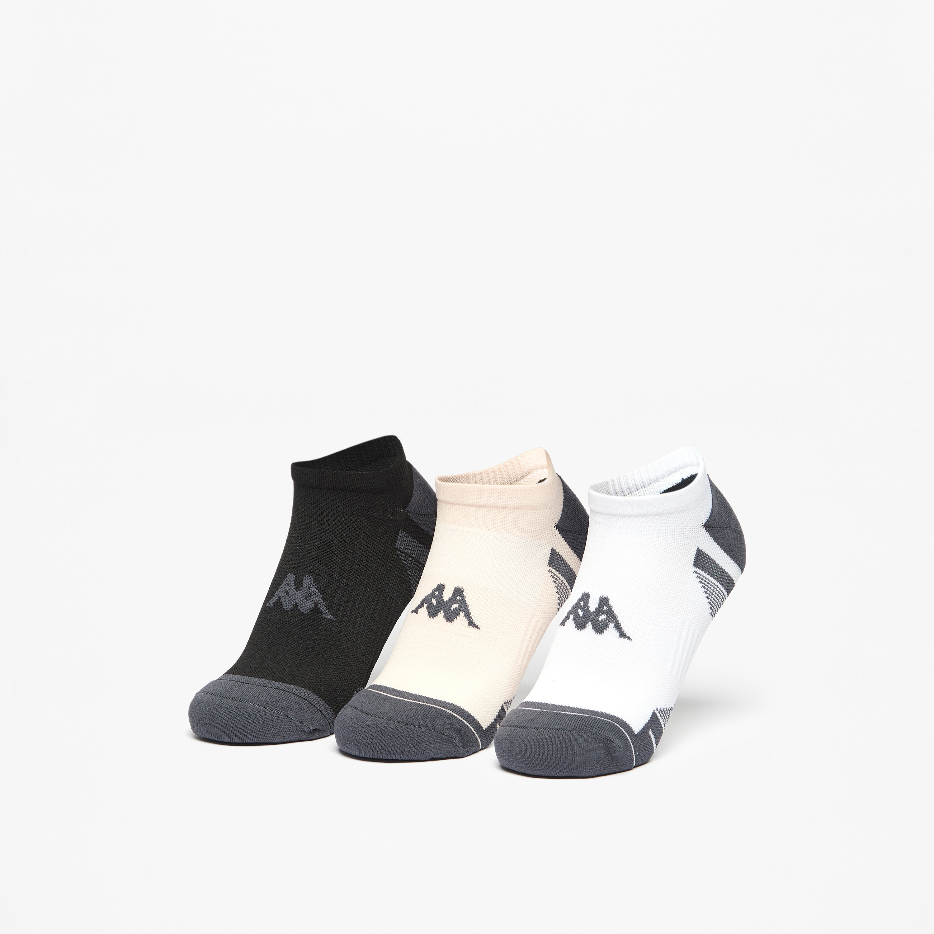 Kappa Logo Detail Ankle Length Performance Cushioned Socks - Set of 3-women-socksandstockings-image-1