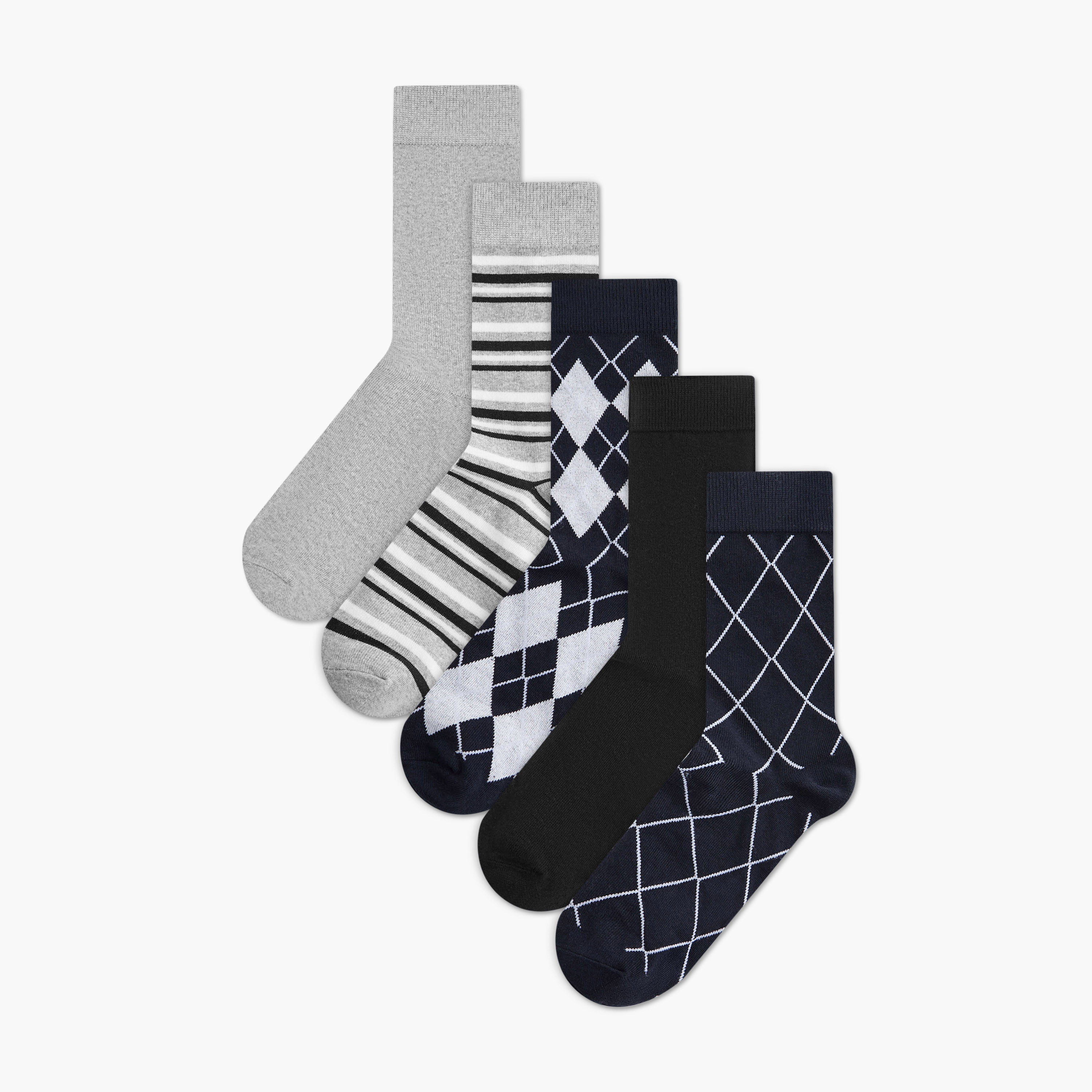 طقم جوارب بطول الركبة متنوّعة 5 أزواج للرجال من إل بي إل من شوإكسبريس-men-socks-image-1