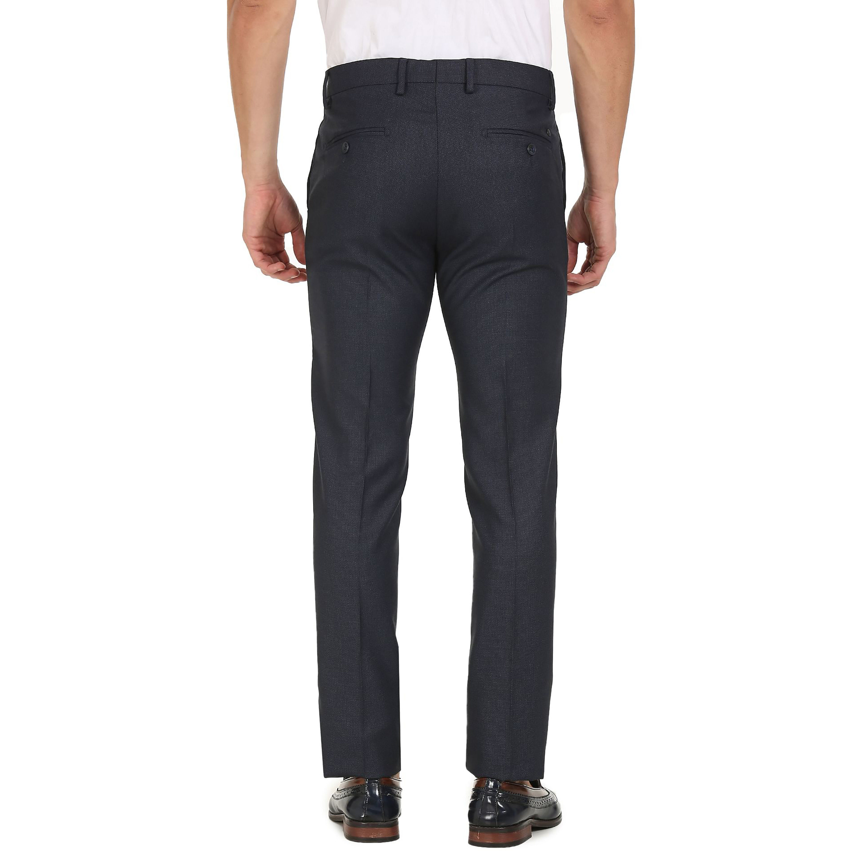 بنطلون رجالي أزرق كحلي بجيب مزين من أرو مع زر الإغلاق-men-clothing-bottoms-trousersandchinos-trousers-image-2