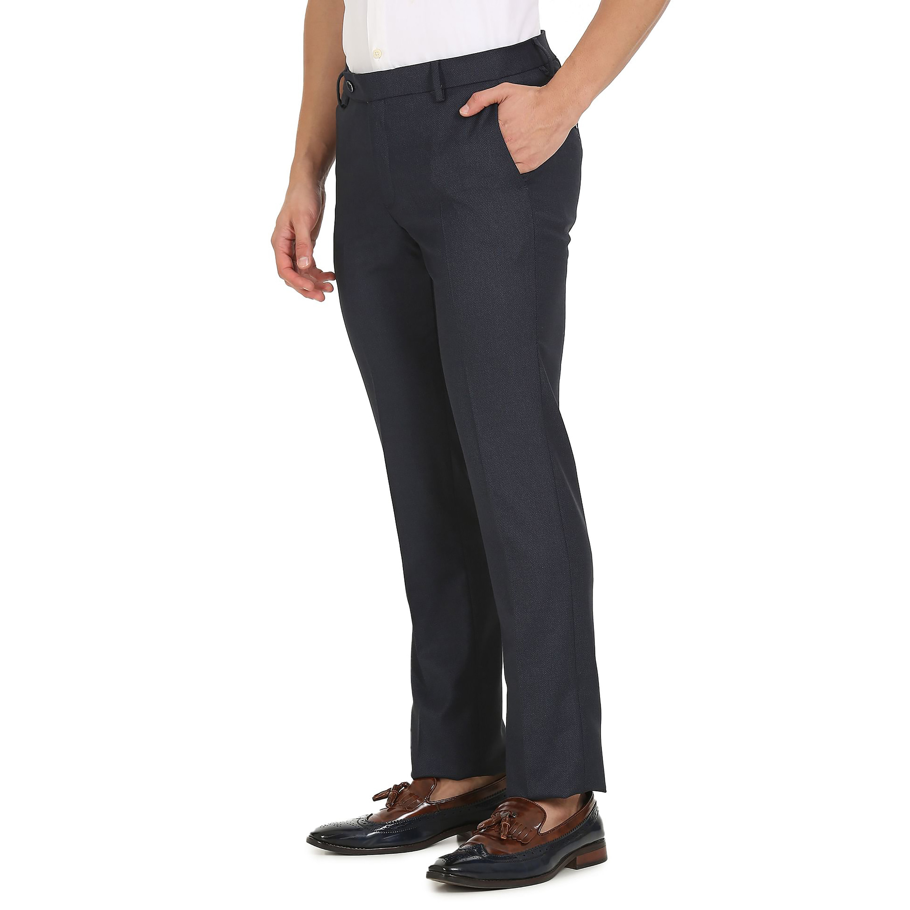 بنطلون رجالي أزرق كحلي بجيب مزين من أرو مع زر الإغلاق-men-clothing-bottoms-trousersandchinos-trousers-image-5