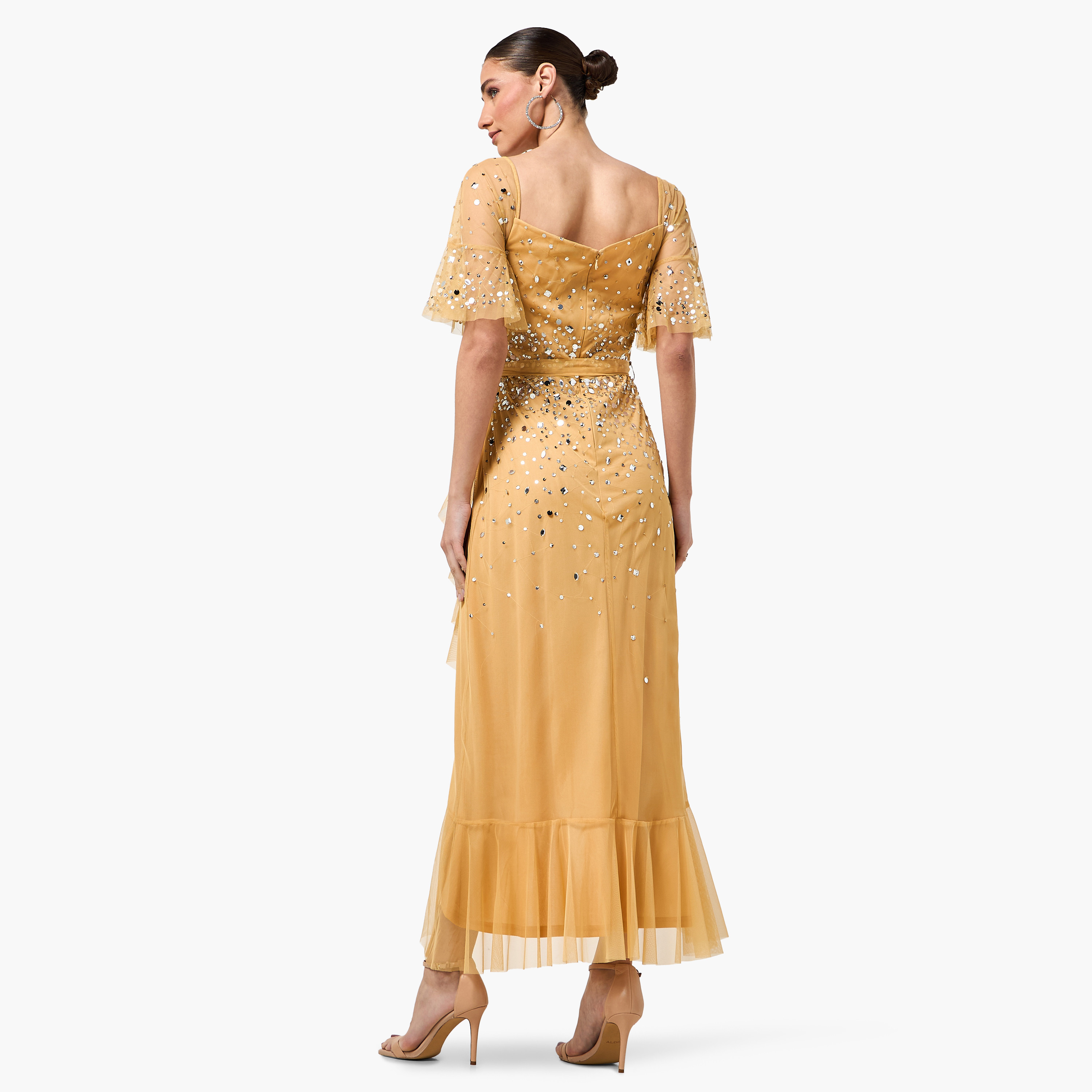 Amelia Rose Sequined Sweetheart Neck Flutter Sleeves Wrap Ruffle Women's Evening Maxi Dress-women-clothing-dresses-image-4