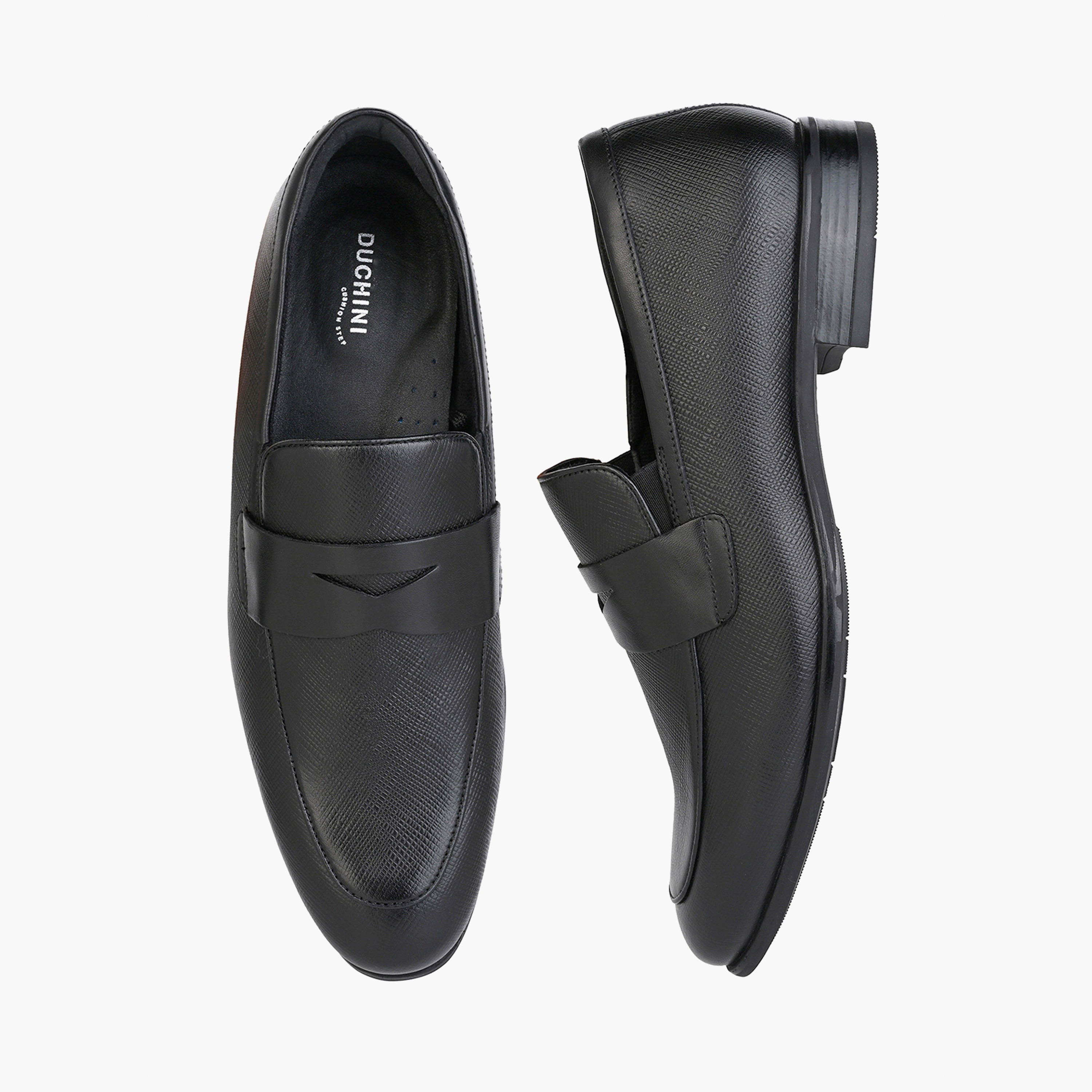 Duchini Men Textured Genuine Leather Loafers-men-shoes-loafersandmoccasins-image-1