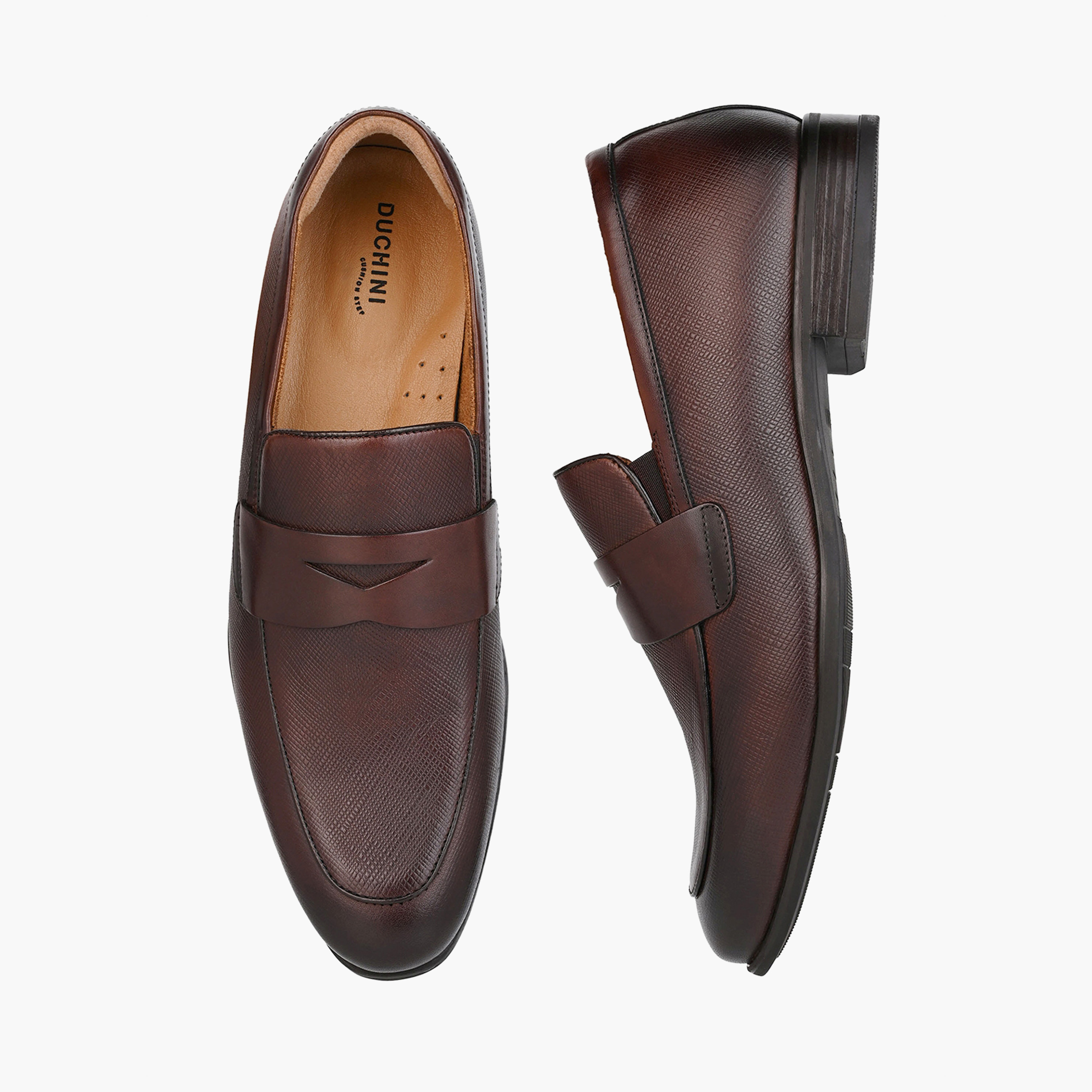 Duchini Men Textured Genuine Leather Loafers-men-shoes-loafersandmoccasins-image-1