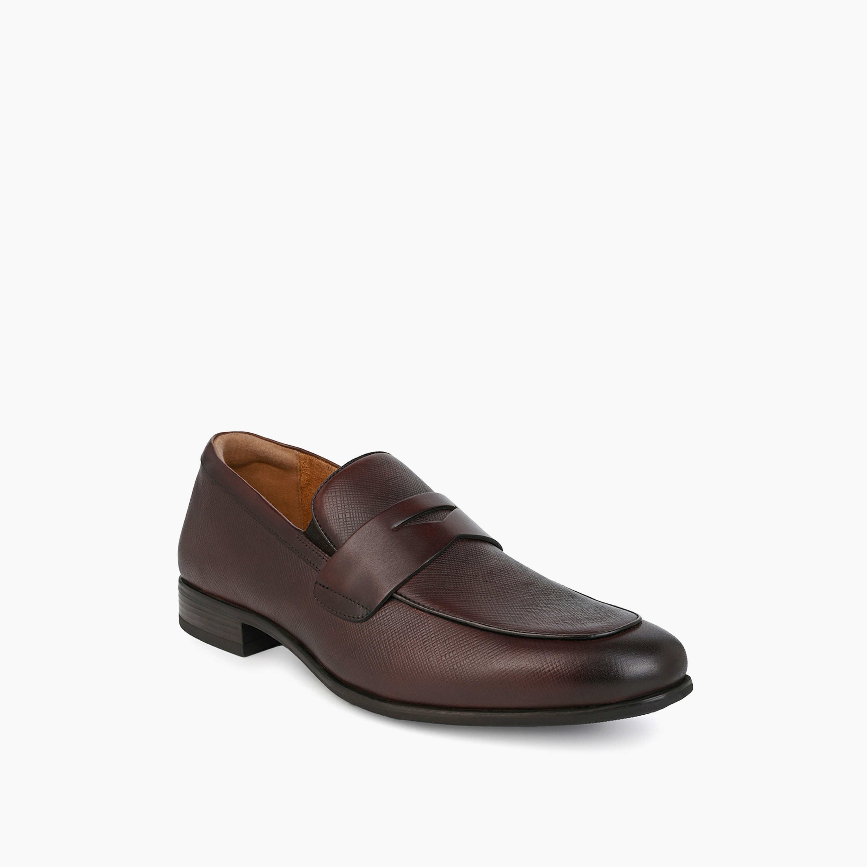 Duchini Men Textured Genuine Leather Loafers-men-shoes-loafersandmoccasins-image-2
