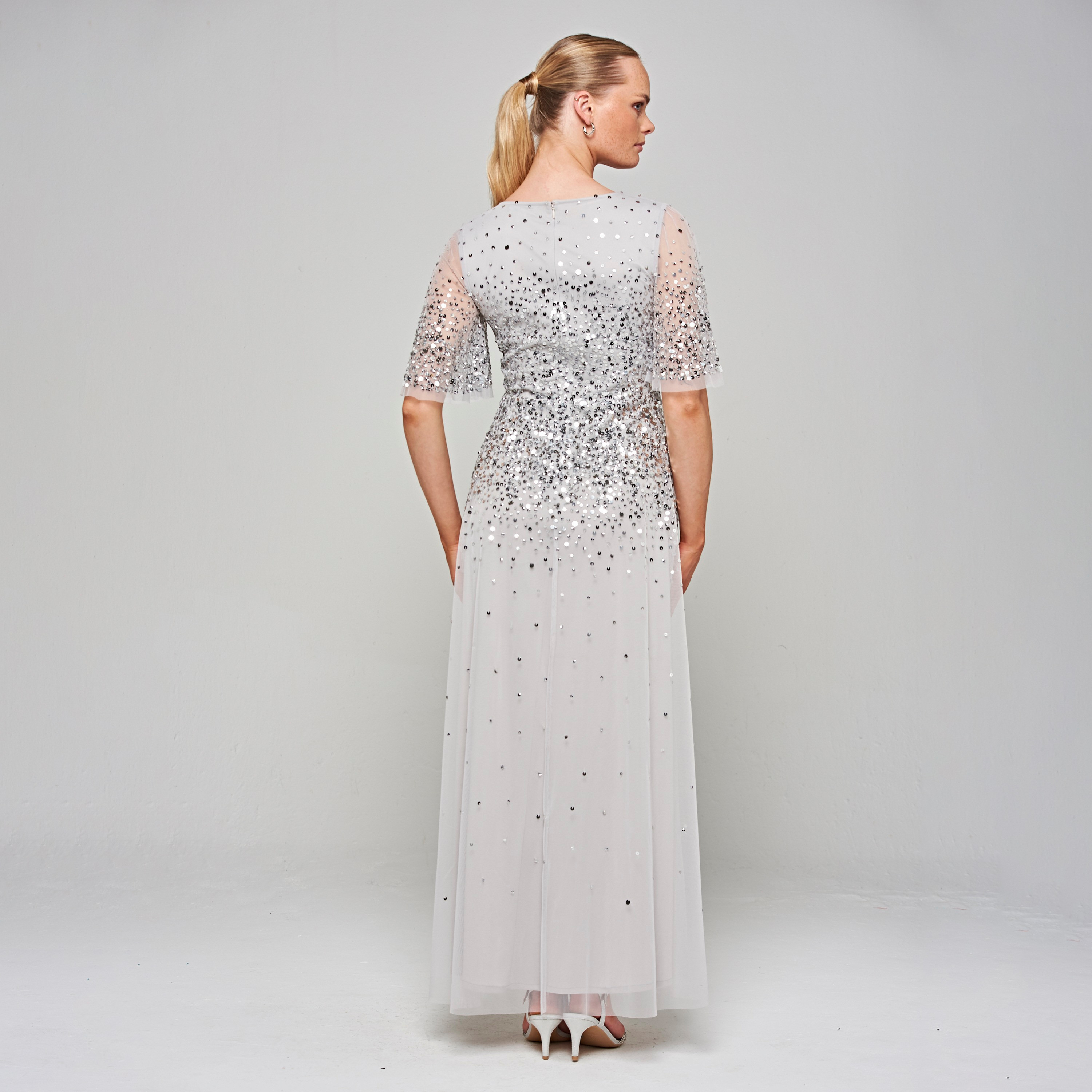 Amelia Rose Grey Sequin Plunge Neck Slit Party Maxi Women's Dress-women-clothing-dresses-image-3