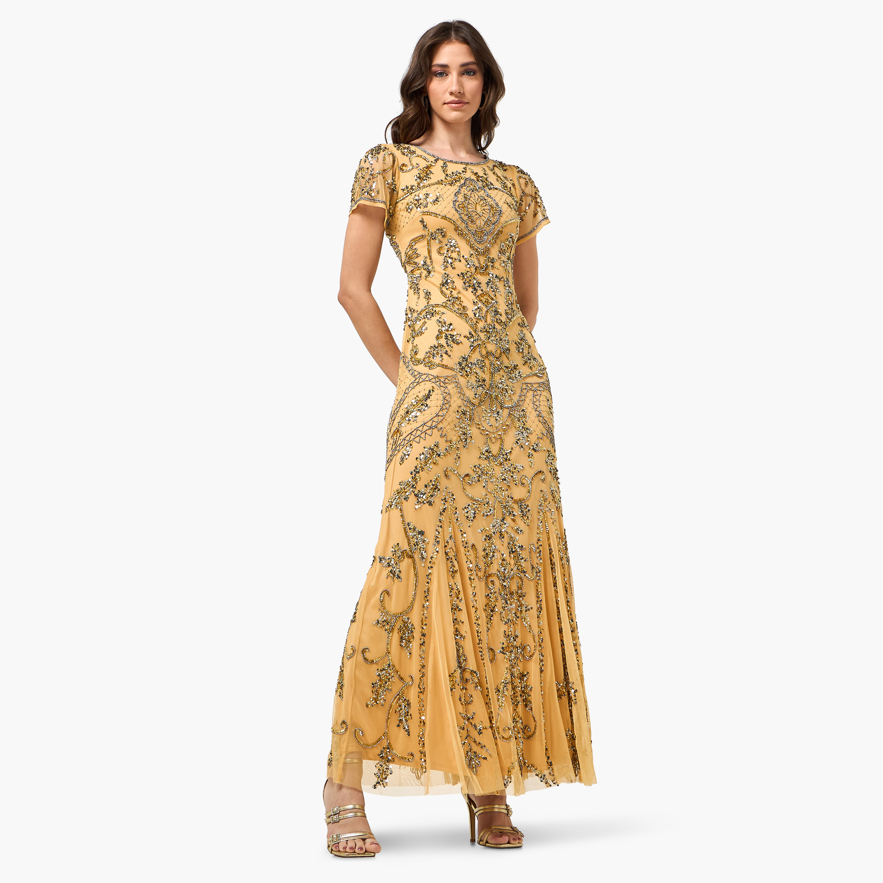 فستان سهرة ماكسي قصة "ترامبيت" مزين بالترتر من أميليا روز-women-clothing-dresses-image-11