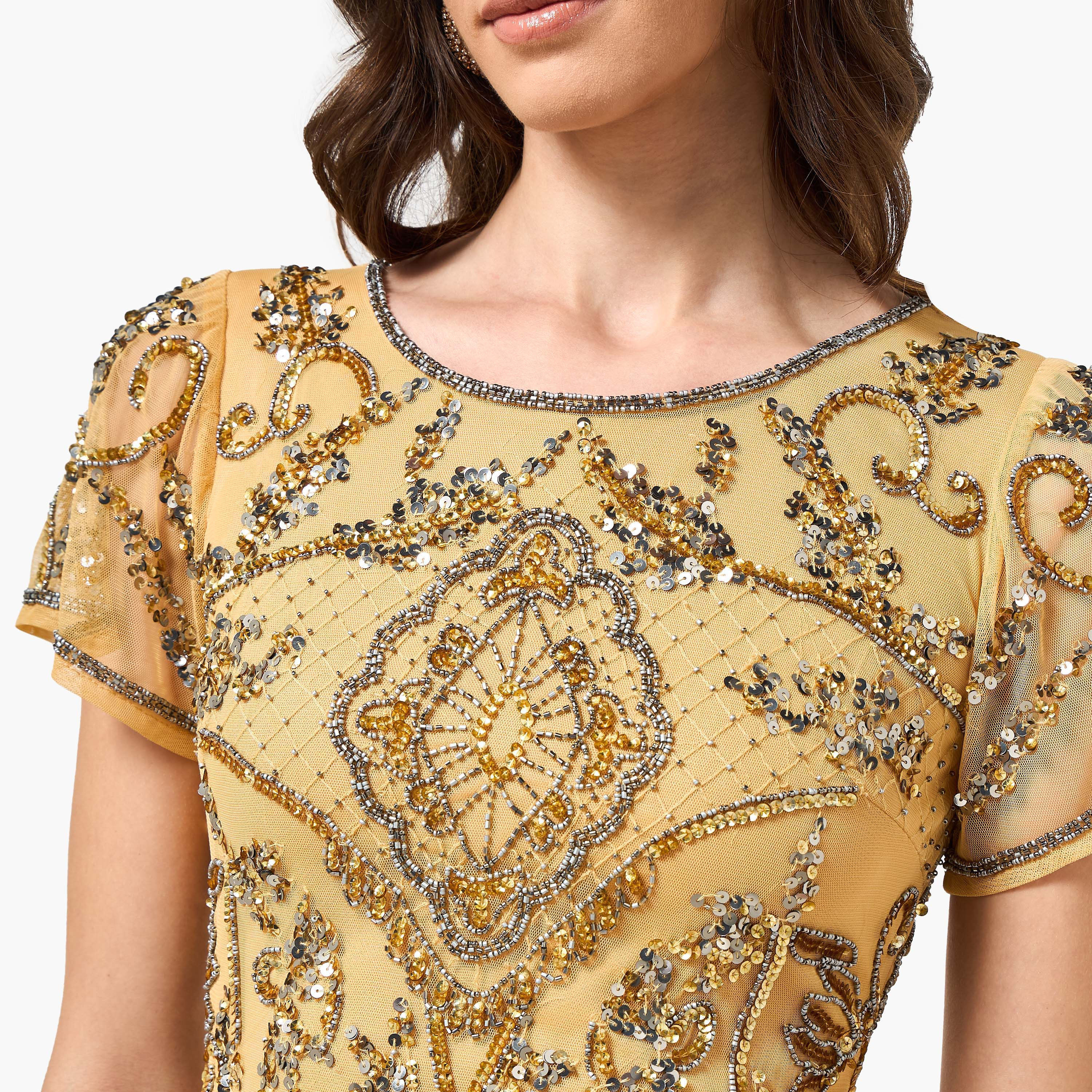 فستان سهرة ماكسي قصة "ترامبيت" مزين بالترتر من أميليا روز-women-clothing-dresses-image-12