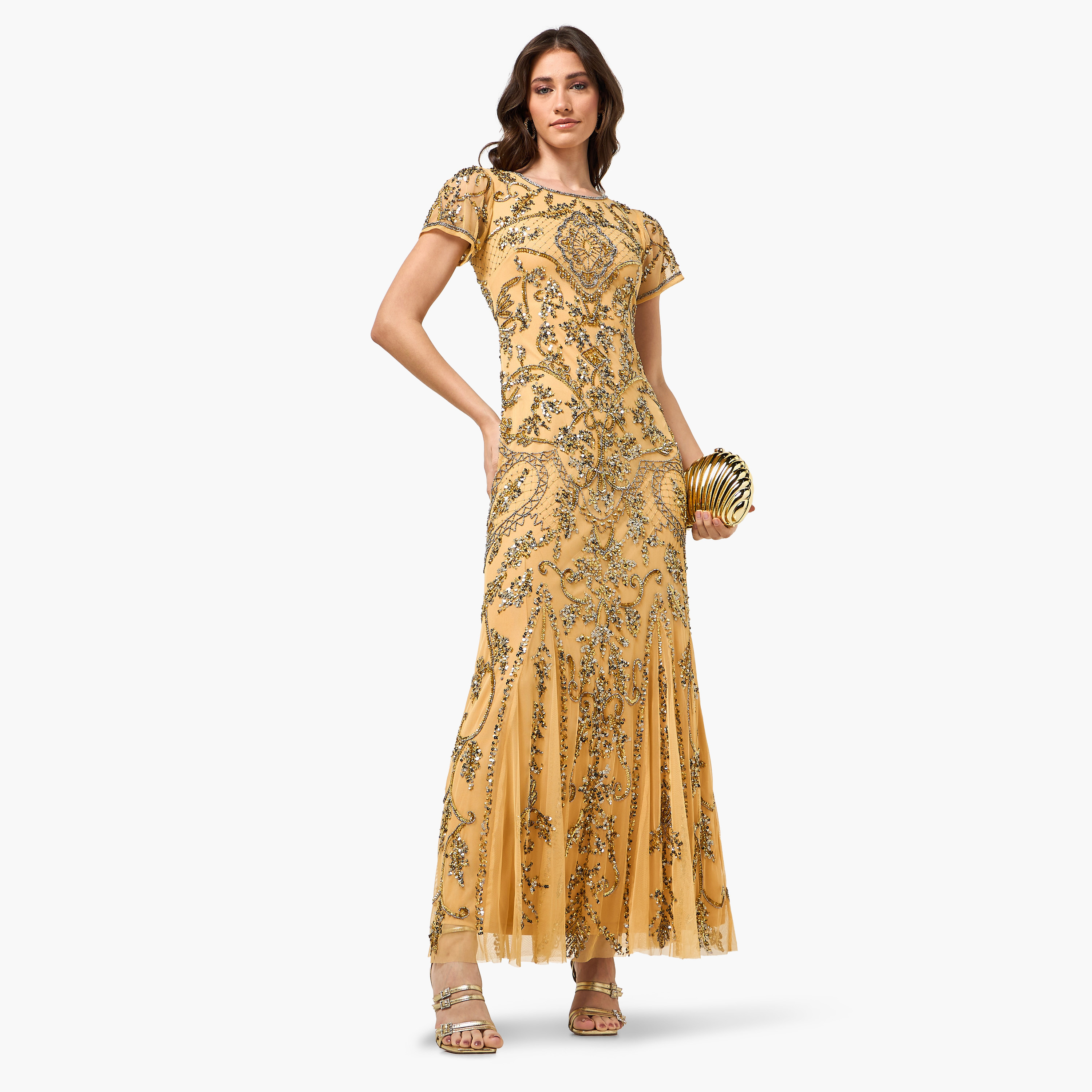 فستان سهرة ماكسي قصة "ترامبيت" مزين بالترتر من أميليا روز-women-clothing-dresses-image-13