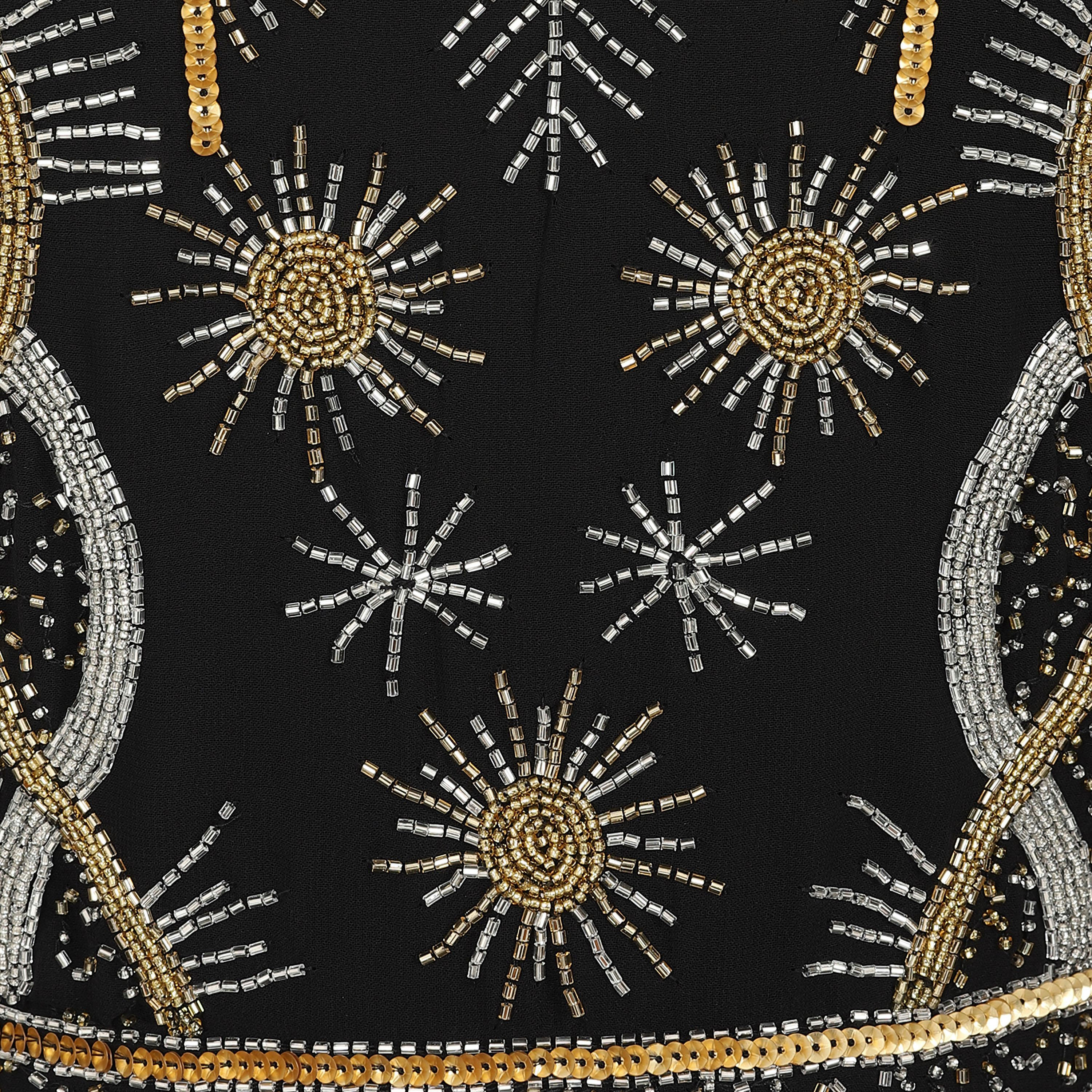 Amelia Rose Black Beaded & Sequin Bell Sleeves A-Line Party Mini Women's Dress-women-clothing-dresses-image-4
