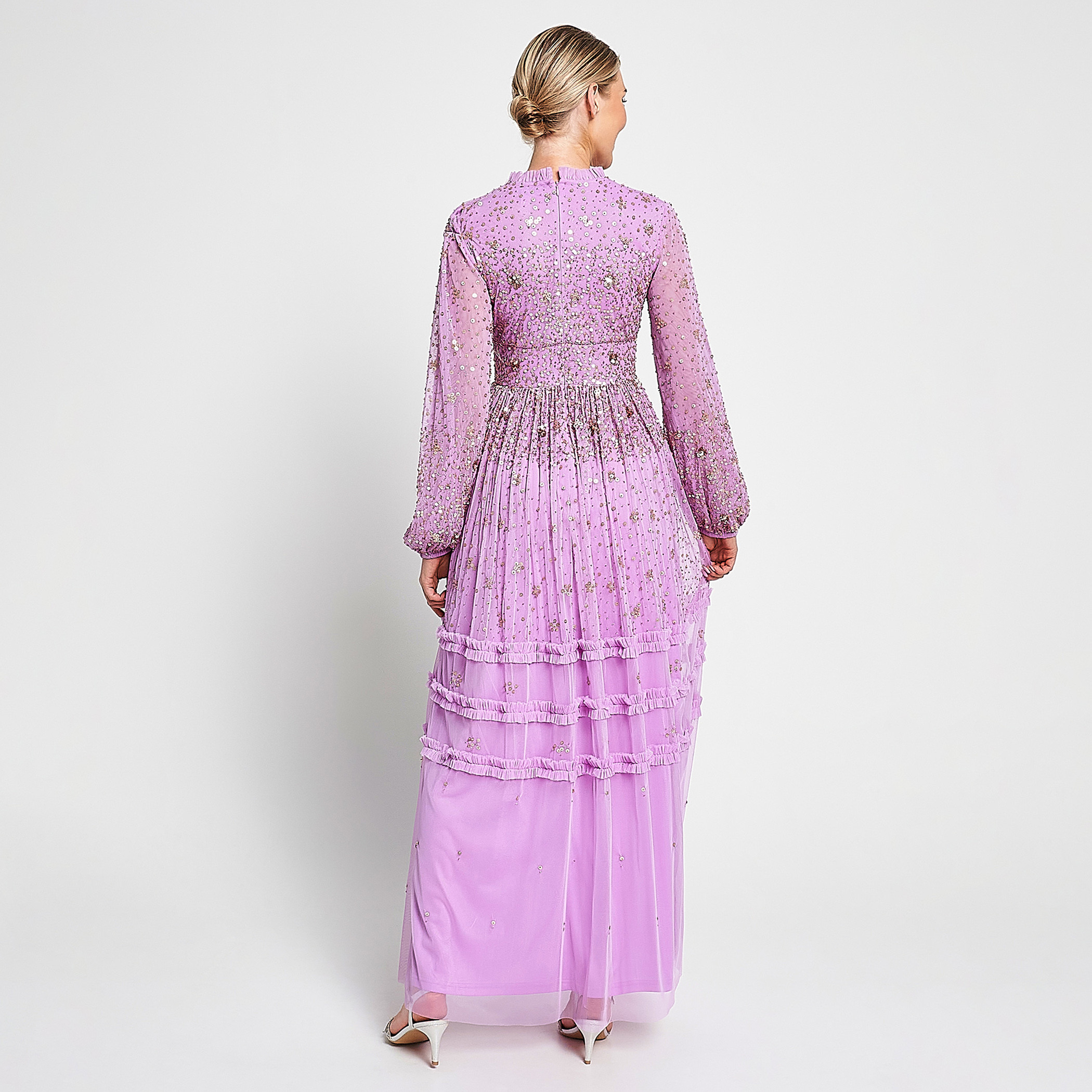 Amelia Rose Beaded & Sequin Ruffle Neck Fit & Flare Party Maxi Women's Dress-women-clothing-dresses-image-8