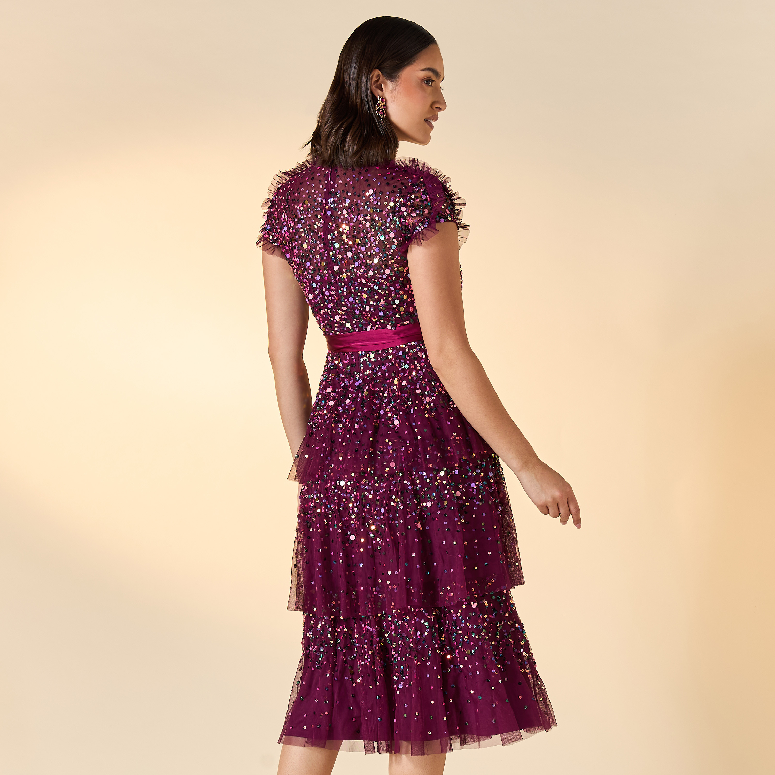 Amelia Rose Embellished Midi Dress with Short Sleeves-women-clothing-dresses-image-3