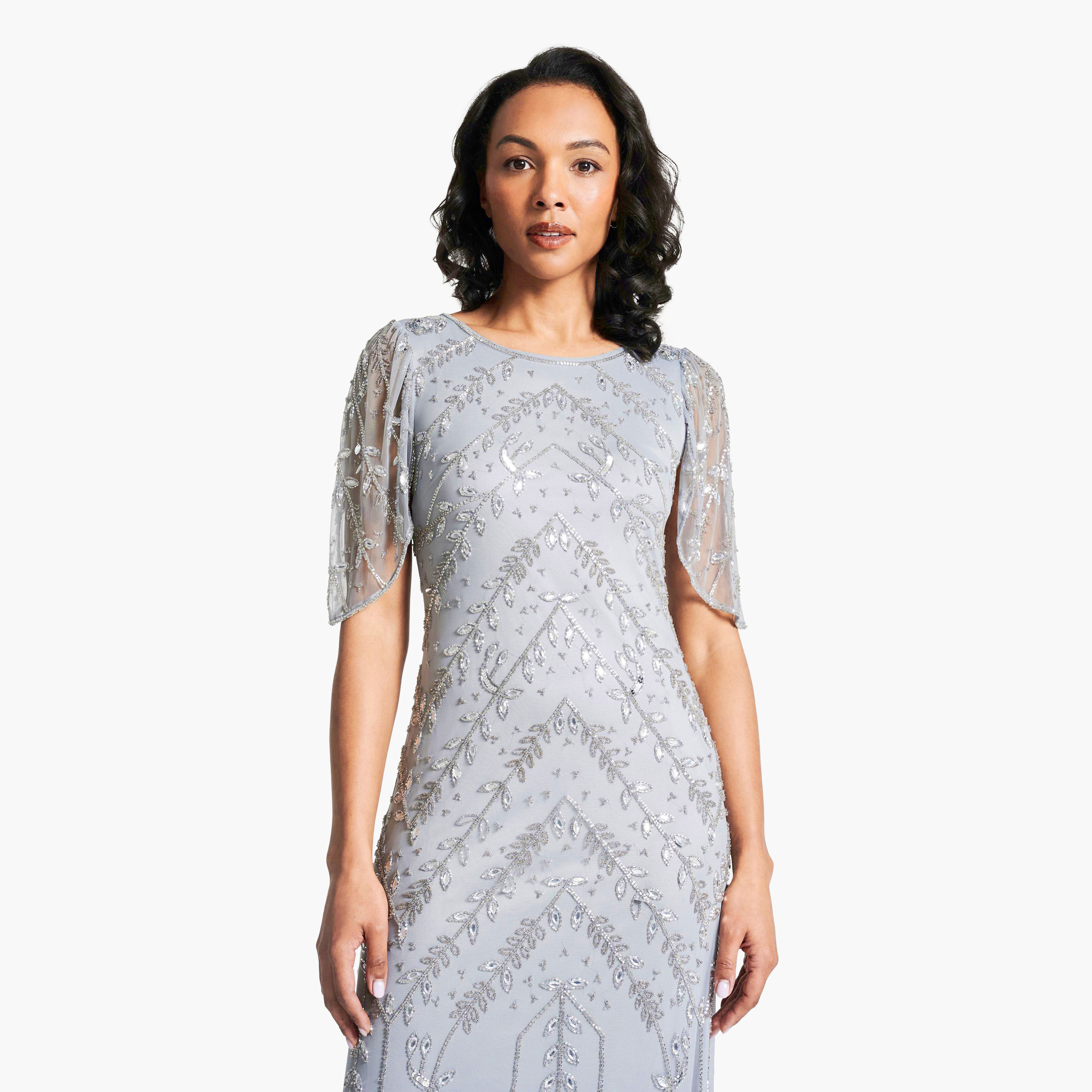 Amelia Rose Ice Blue Beaded & Crystal Puff Sleeves Evening Women's Dress-women-clothing-dresses-image-3
