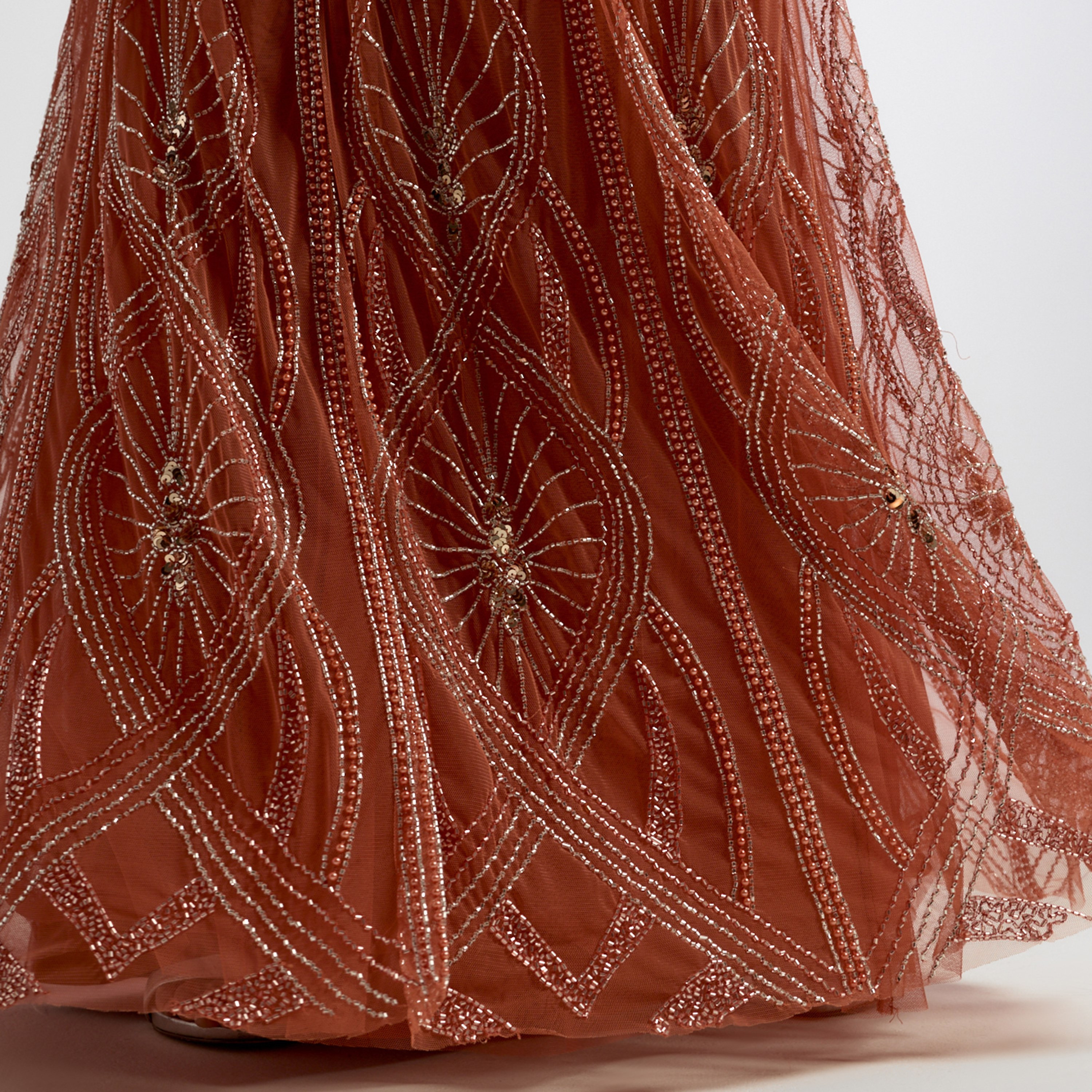 فستان سهرة ماكسي حريمي هندسي مطعم بالخرز بلون البرتقالي المحروق من أميليا روز-women-clothing-dresses-image-5