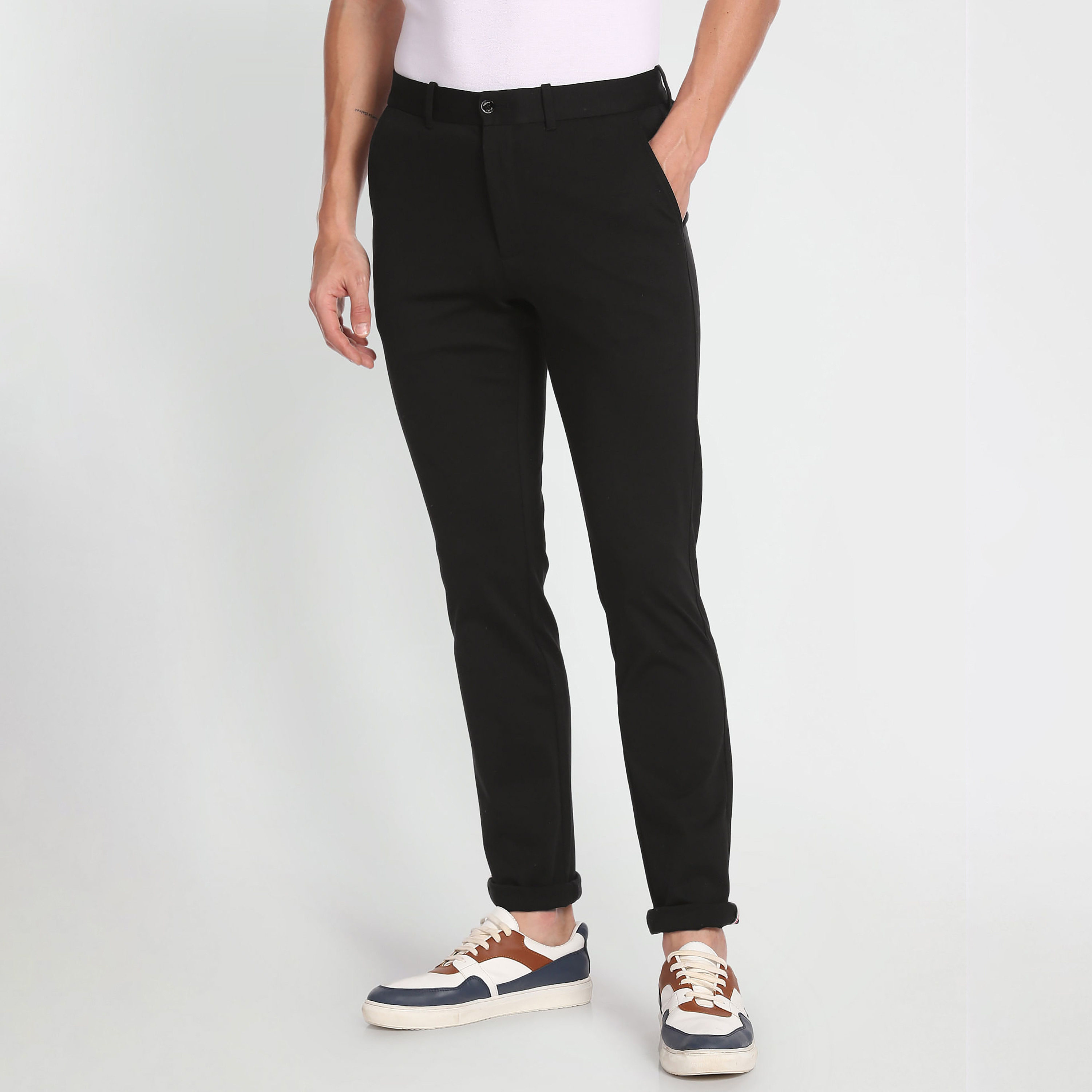 Black slim pants sales men