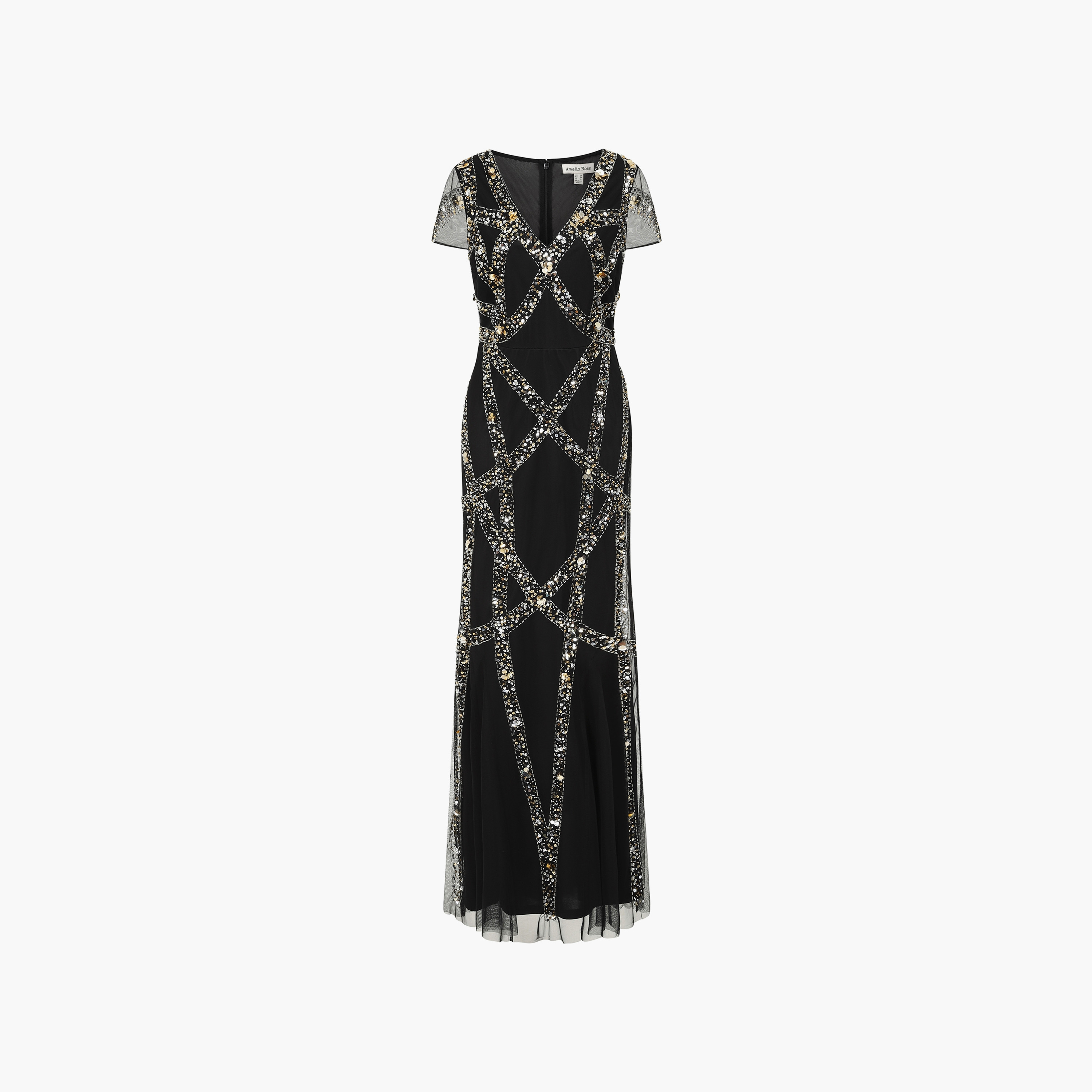 Amelia Rose Black Beaded & Sequin Mermaid Party Maxi Women's Dress-women-clothing-dresses-image-6