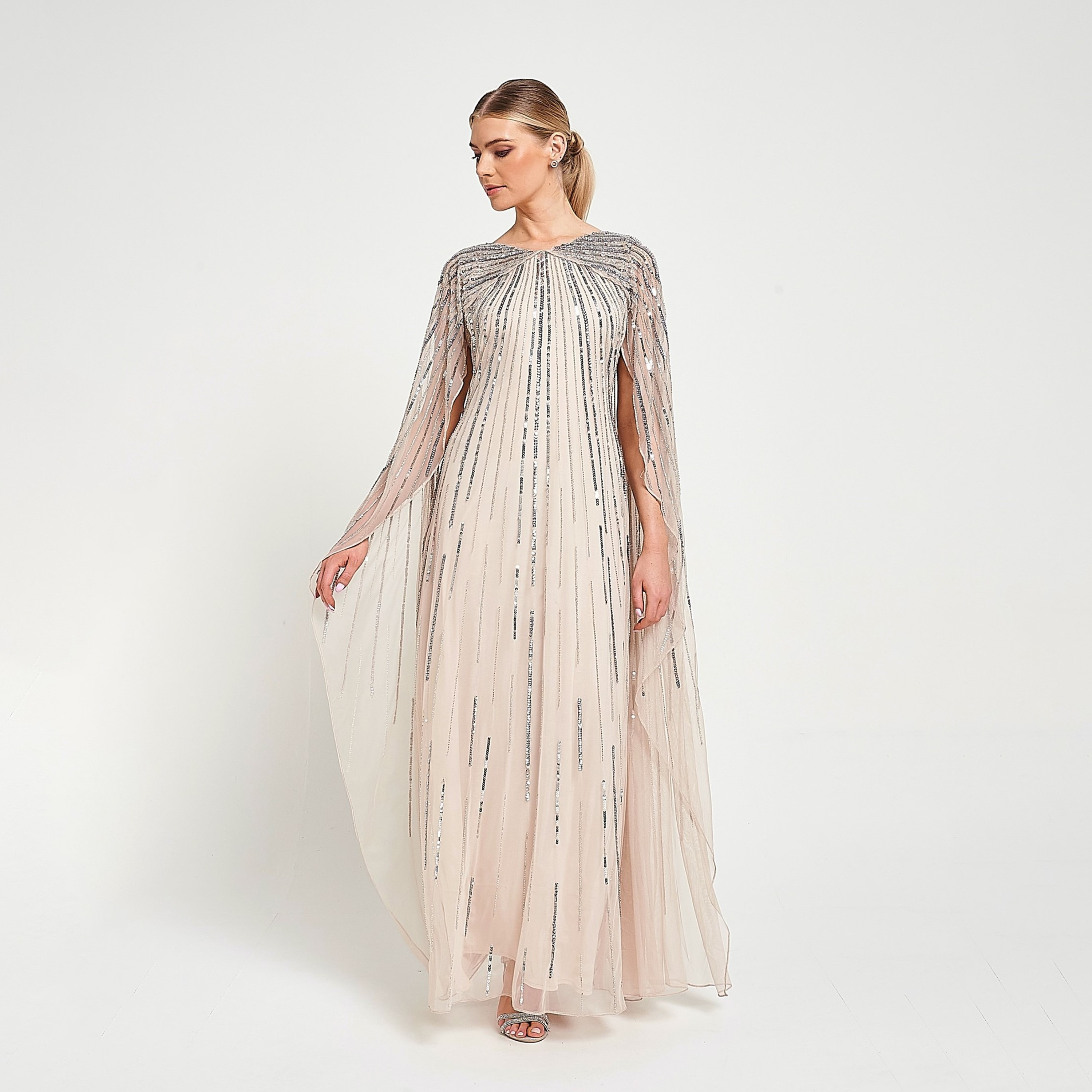 فستان سهرة ماكسي نسائي بأكمام شفافة وأكمام طويلة مزين بالترتر من اميليا روز-women-clothing-dresses-image-1