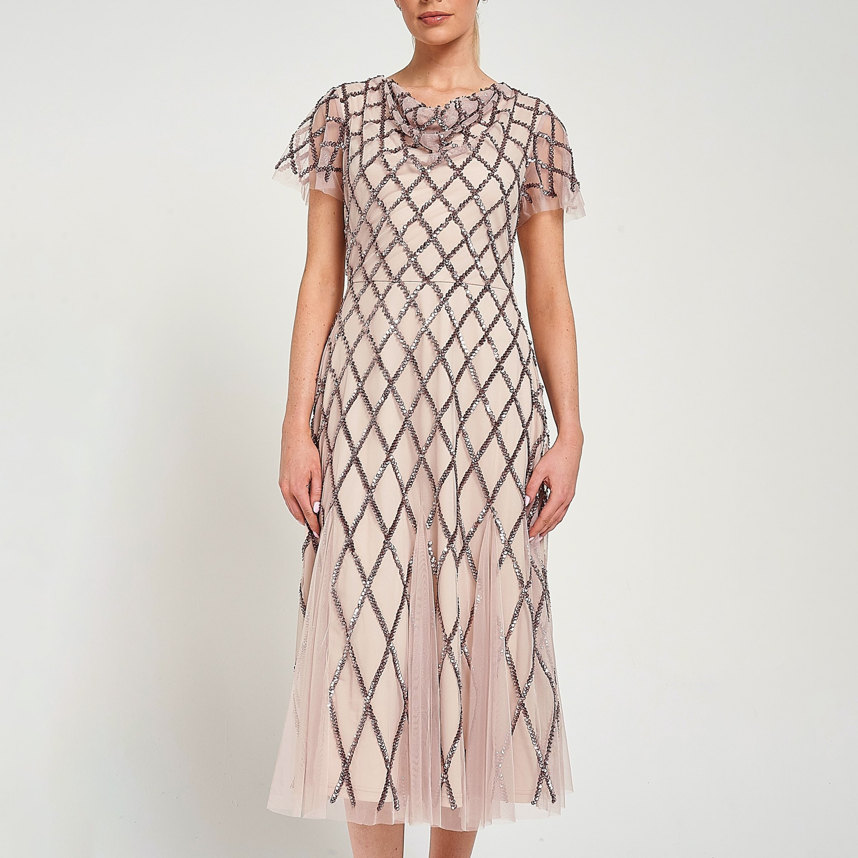 فستان سهرة نسائي متوسط الطول برقبة دائرية مزين بالترتر من أميليا روز-women-clothing-dresses-image-4