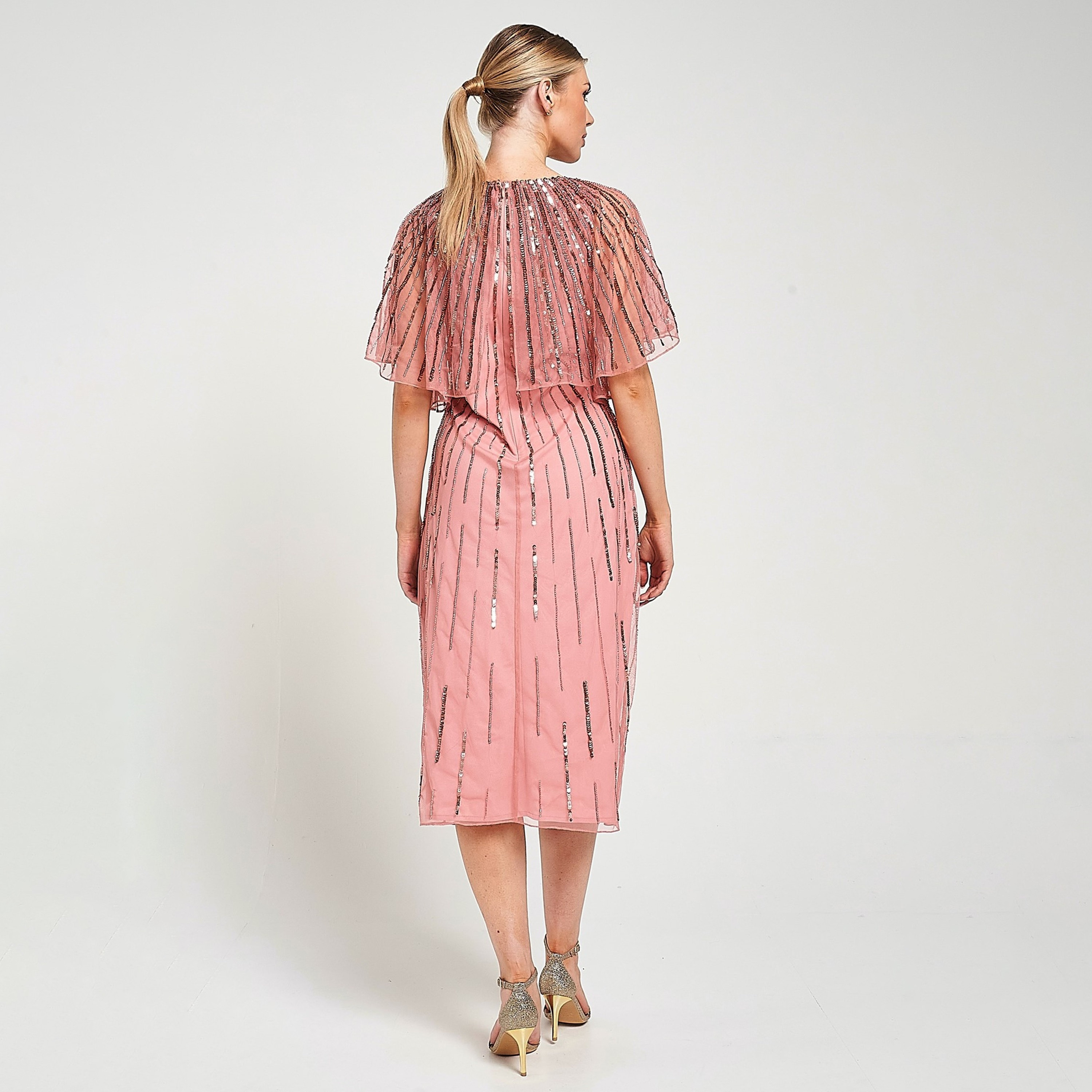 فستان سهرة نسائي متوسط ​​الطول من بينك شفاف مزين بالترتر والخرز من أميليا روز-women-clothing-dresses-image-3