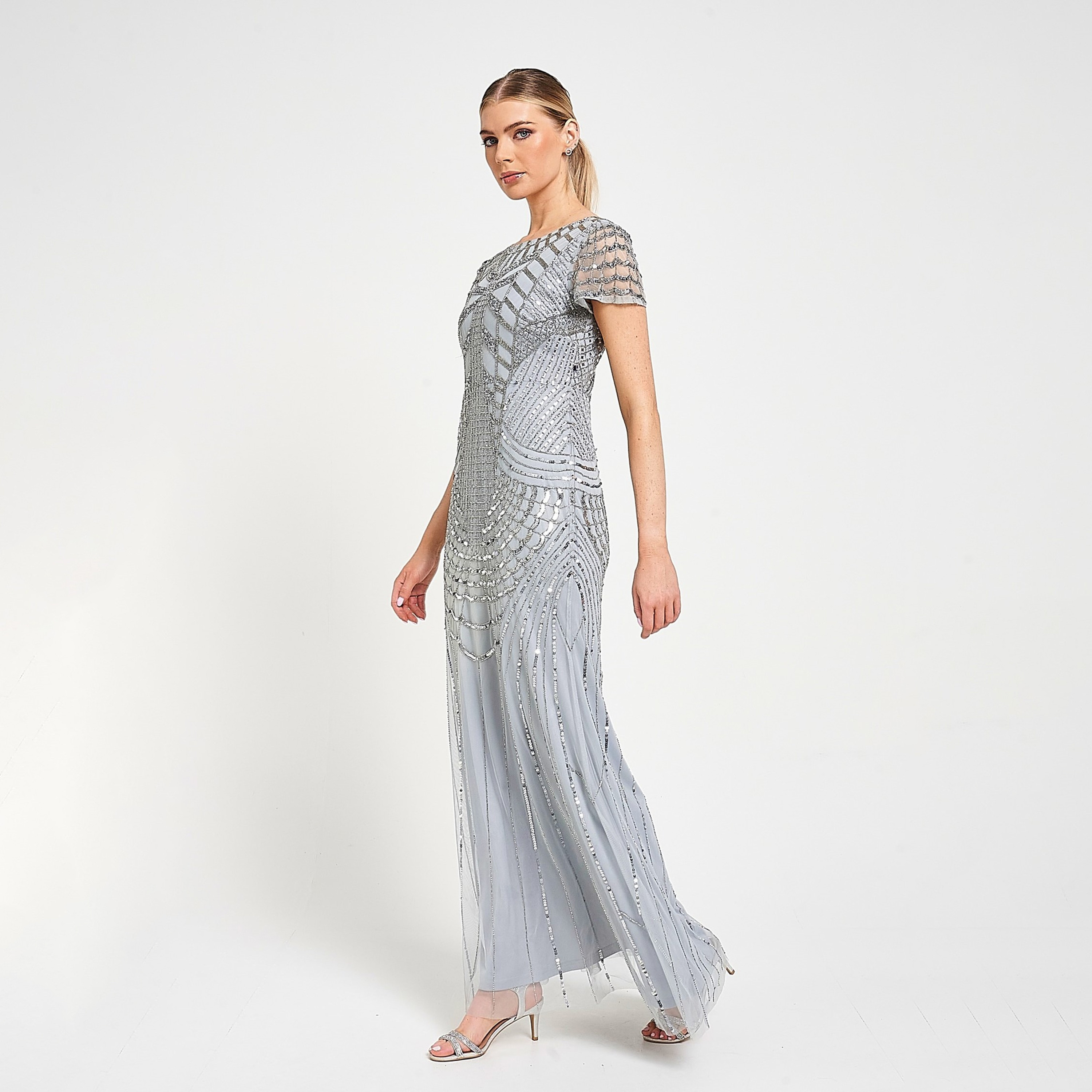فستان سهرة ماكسي نسائي بلو مزين بالترتر والخرز من أميليا روز-women-clothing-dresses-image-2