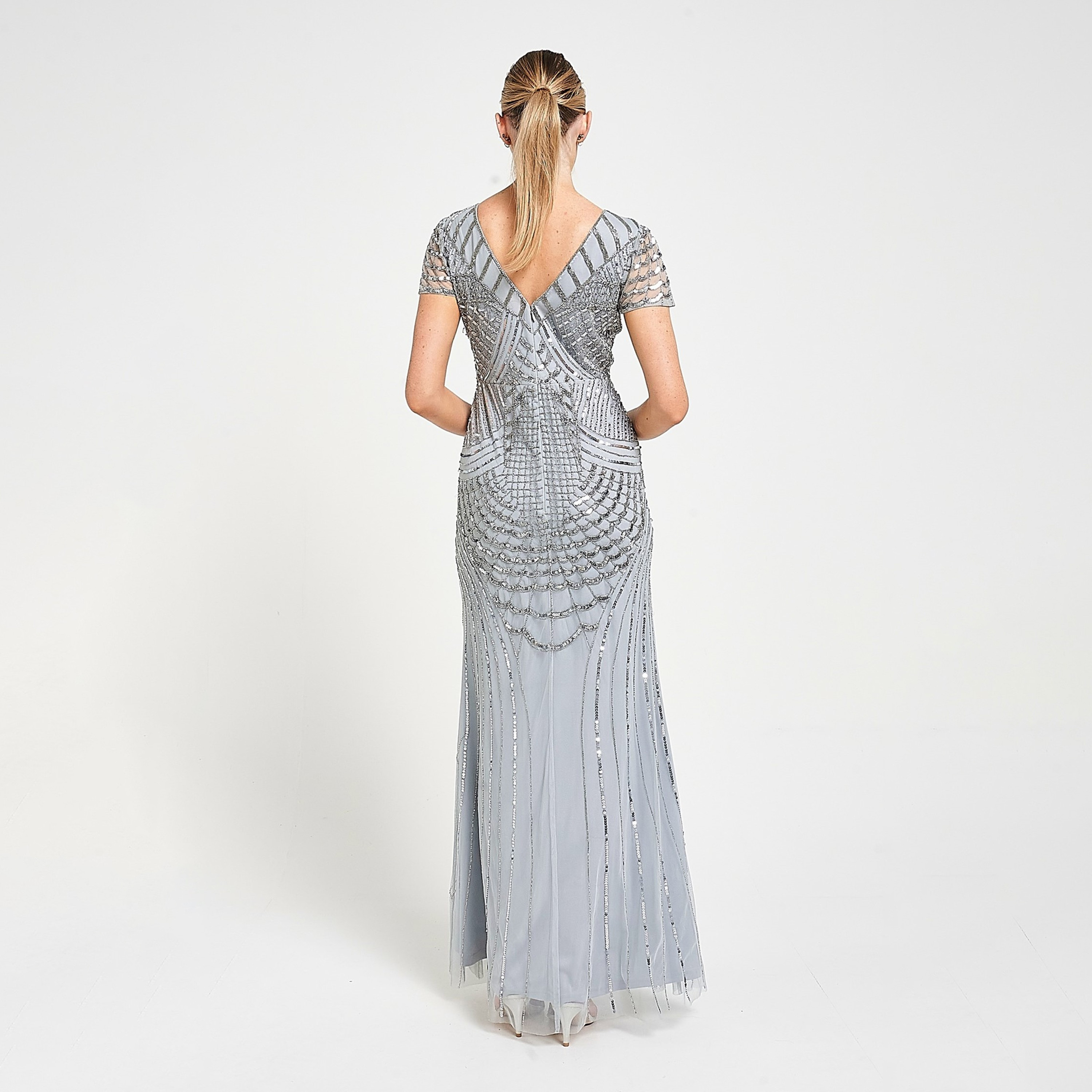 Amelia Rose Blue Sequined & Beaded Women's Evening Maxi Dress-women-clothing-dresses-image-3